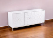 59" White and Gold Sideboard with Three Doors-Sideboards-DECOROLALA