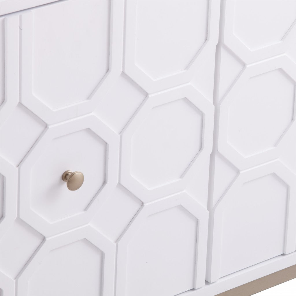 59" White and Gold Sideboard with Three Doors-Sideboards-DECOROLALA