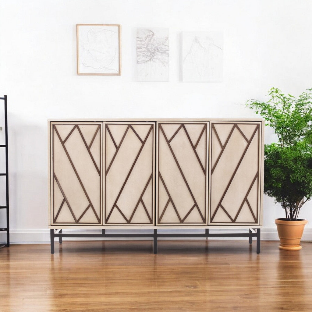 Champagne Deco Buffet Storage Cabinet-Sideboards-DECOROLALA