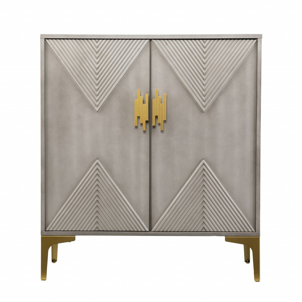 32" Gray Solid Wood Sideboard with Two Doors-Sideboards-DECOROLALA