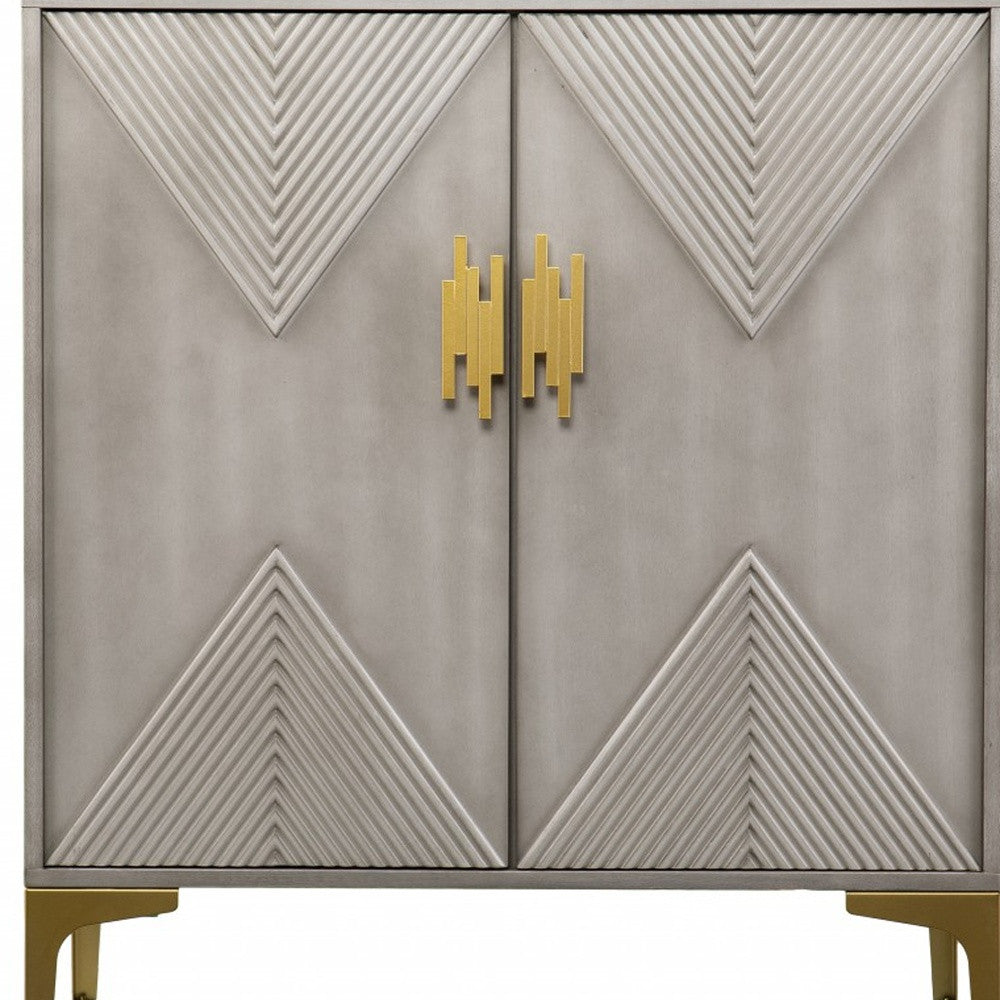 32" Gray Solid Wood Sideboard with Two Doors-Sideboards-DECOROLALA