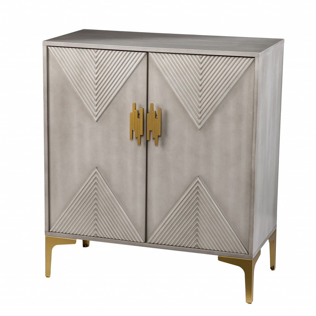 32" Gray Solid Wood Sideboard with Two Doors-Sideboards-DECOROLALA