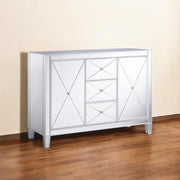 50" Silver Wood and Glass Three Drawer Credenza with Two Doors-Sideboards-DECOROLALA