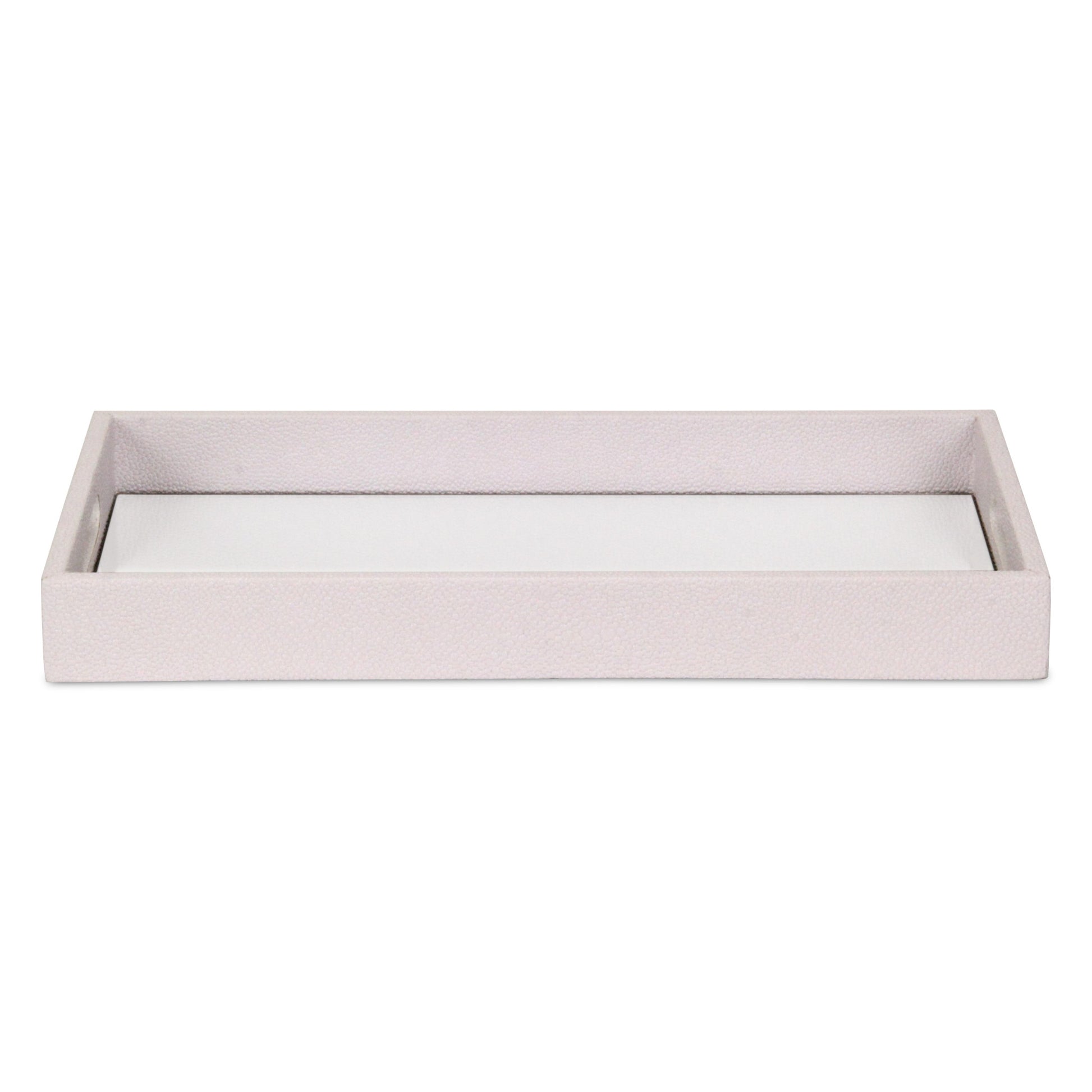 16" White Shagreen and Mirror Tray-3