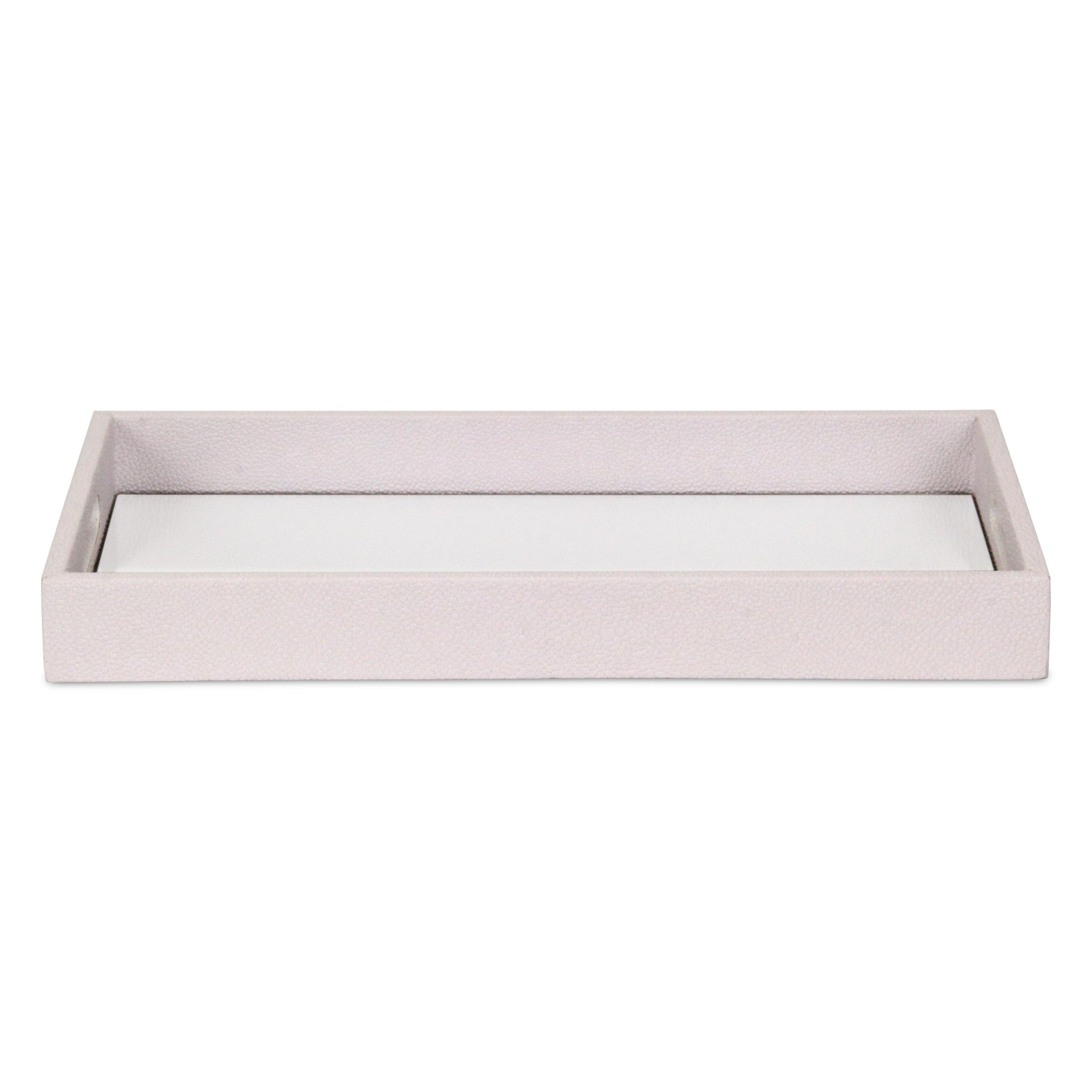 16" White Shagreen and Mirror Tray-3