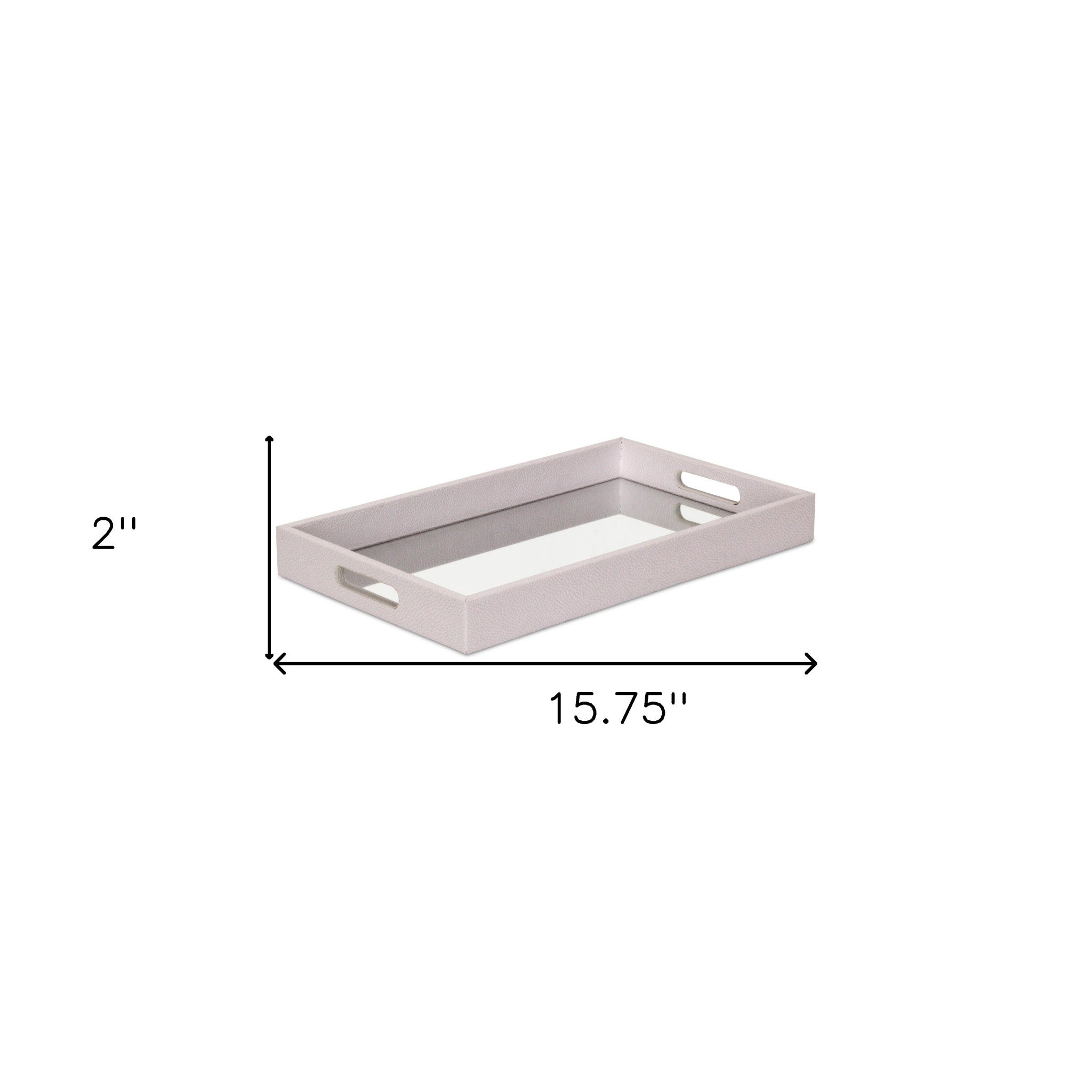 16" White Shagreen and Mirror Tray-6
