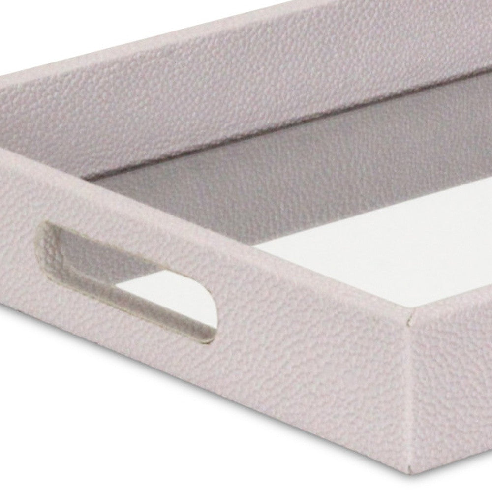 16" White Shagreen and Mirror Tray-5