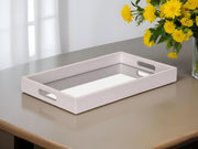 16" White Shagreen and Mirror Tray-0