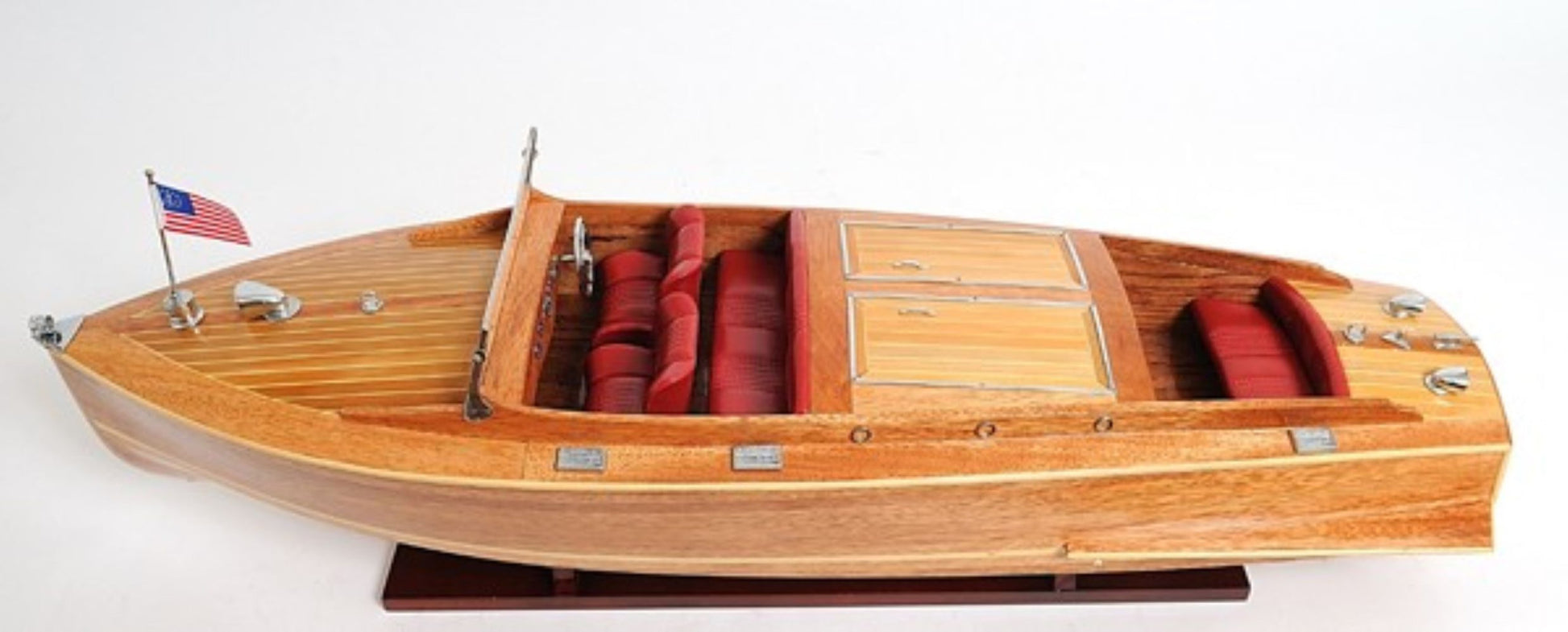 15" Natural Manufactured Wood Boat Sculpture-2