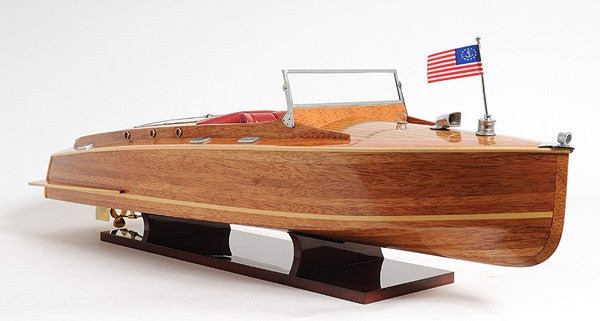 15" Natural Manufactured Wood Boat Sculpture-5