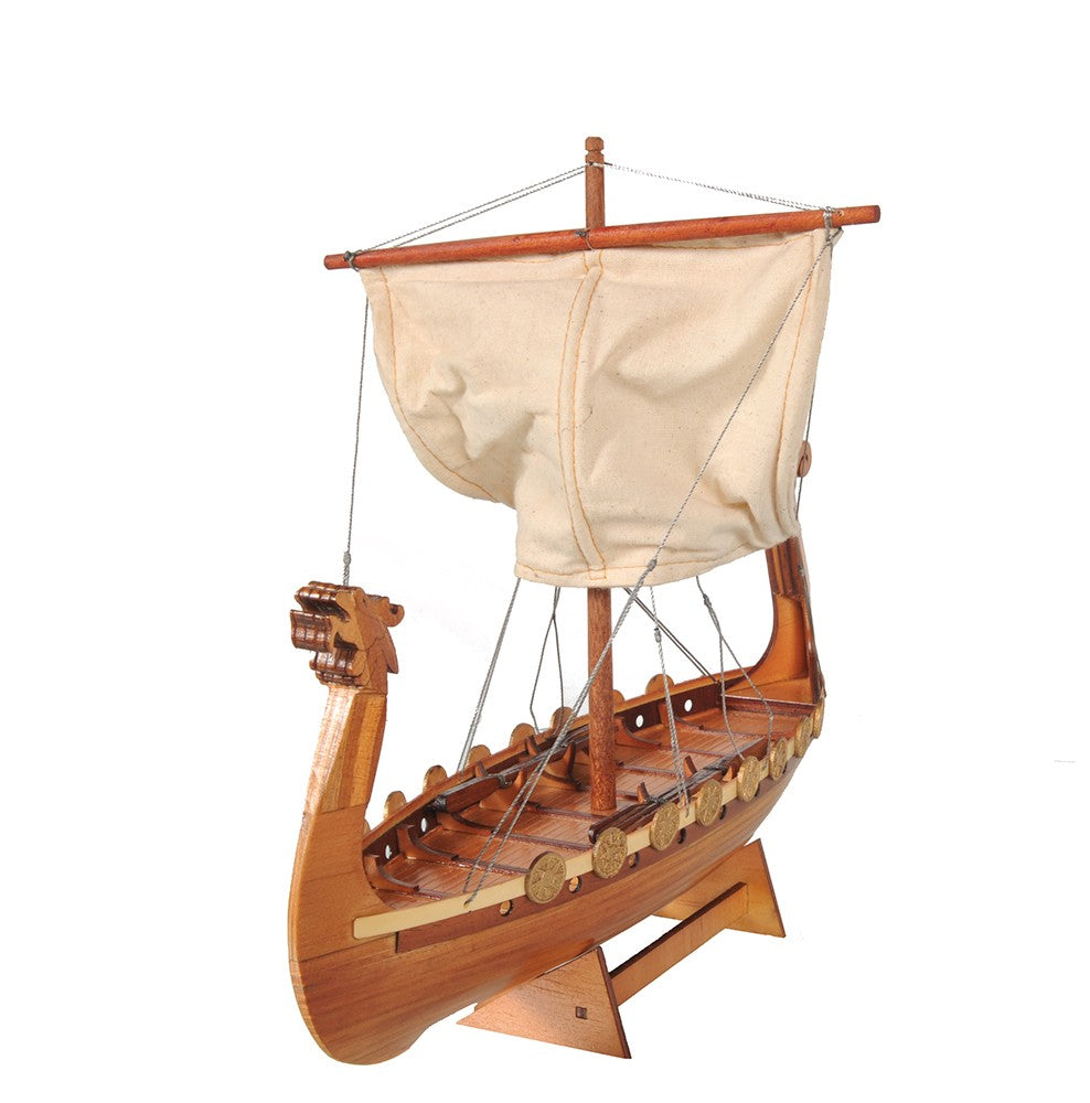 10" Natural Solid Wood Hand Painted Decorative Boat-8