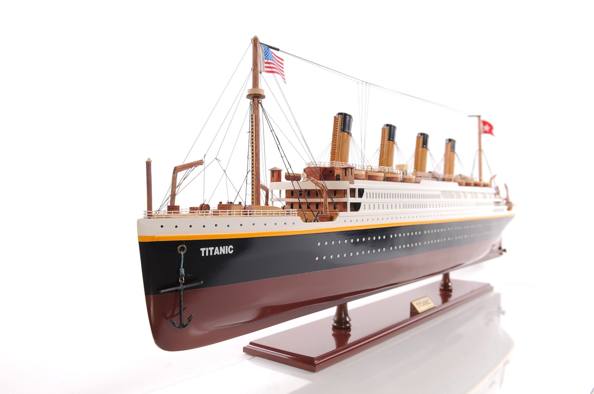 10" Black and Red Solid Wood Hand Painted 1912 RMS Titanic Small Model Boat-Sculptures-DECOROLALA