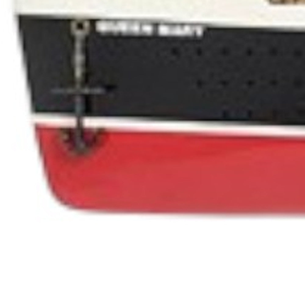 9" Black and Red Solid Wood Hand Painted SS United States 1952 Model Boat-5
