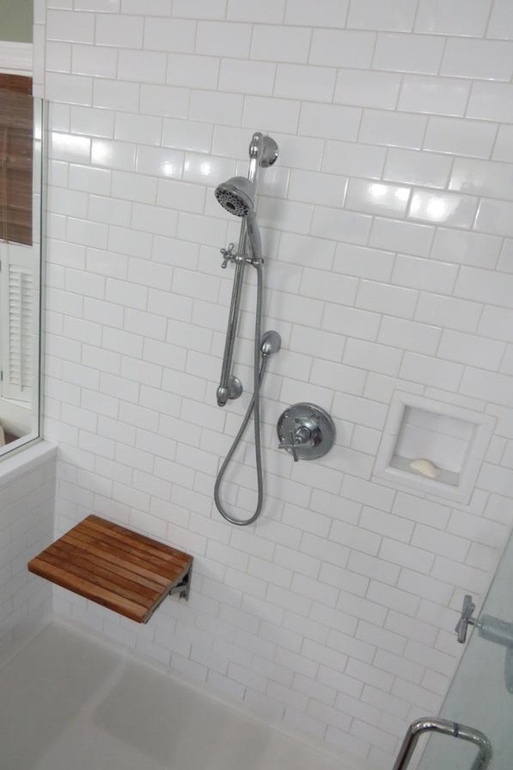 17" Premium Wall Mount Teak Shower Bench-8