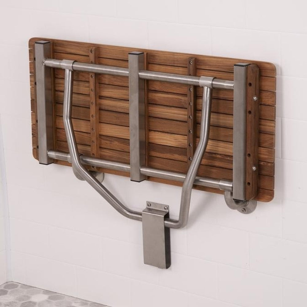 28" Brown Premium Wall Mount Teak Shower Bench-5