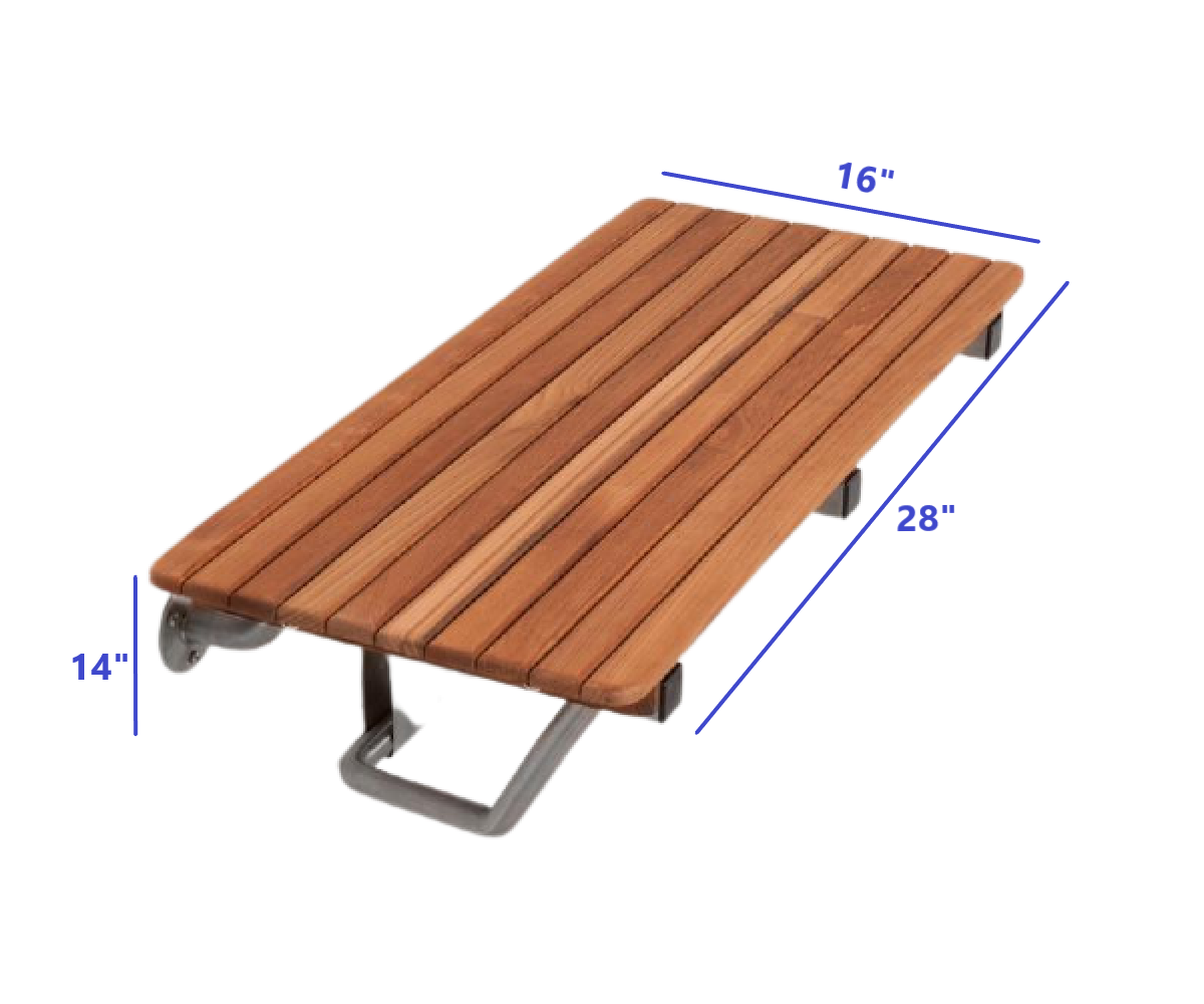 28" Brown Premium Wall Mount Teak Shower Bench-8