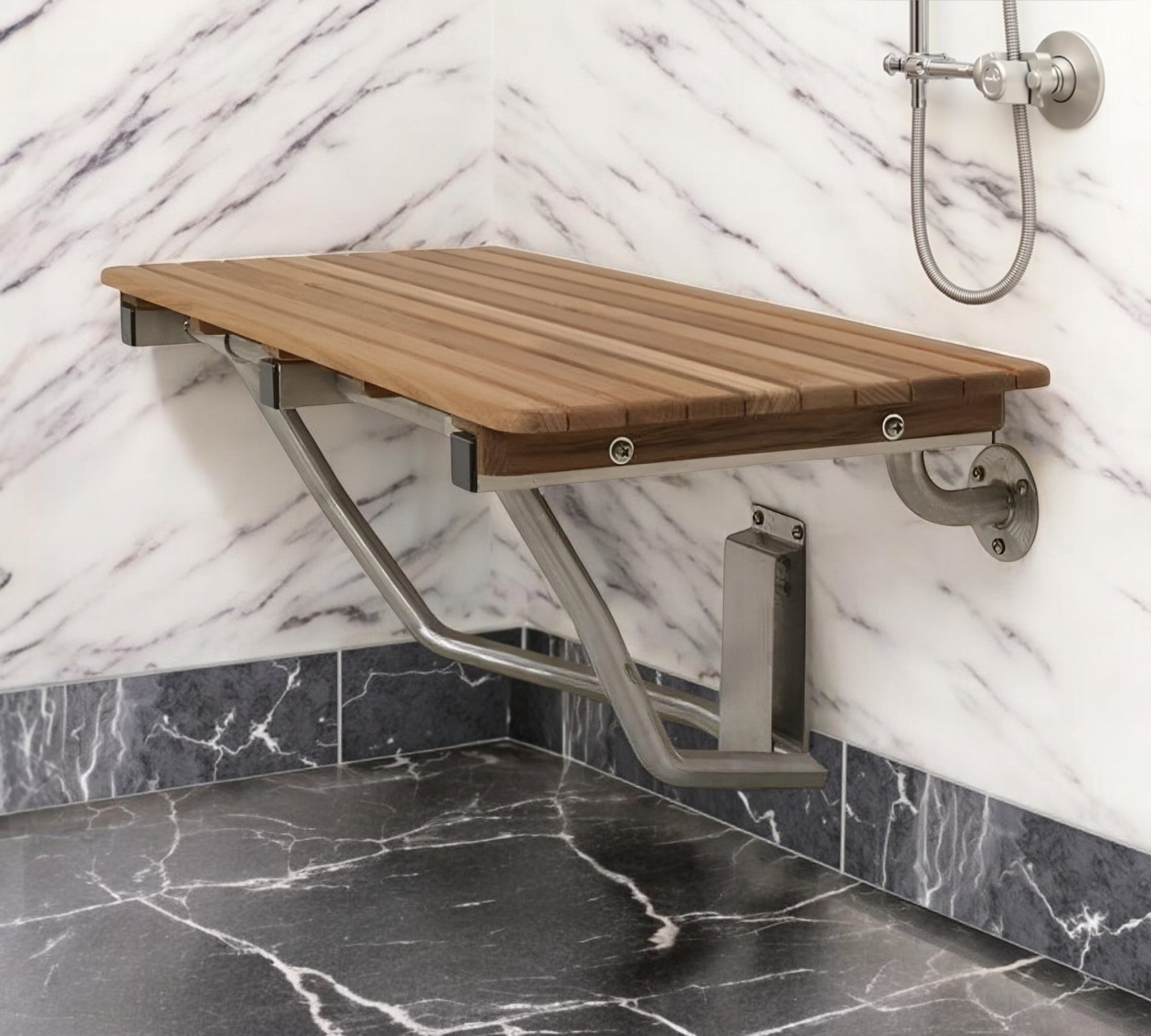 32" Premium Wall Mount Teak Shower Bench-0