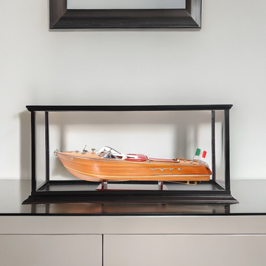 15" Solid Wood Hand Painted Riva Aquarama Speedboat Exclusive Display Case Edition Model Boat-0