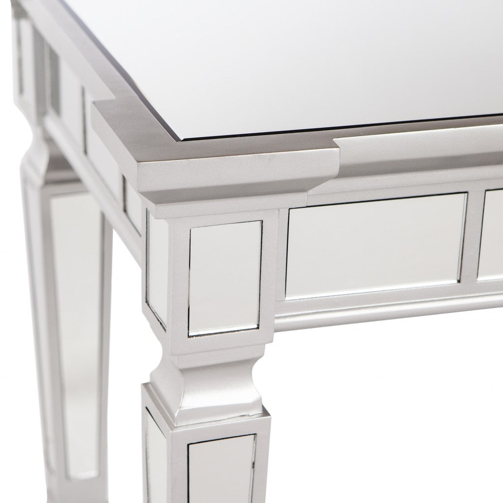 45" Silver Mirrored Glass Free Form Console Table-Console Tables-DECOROLALA