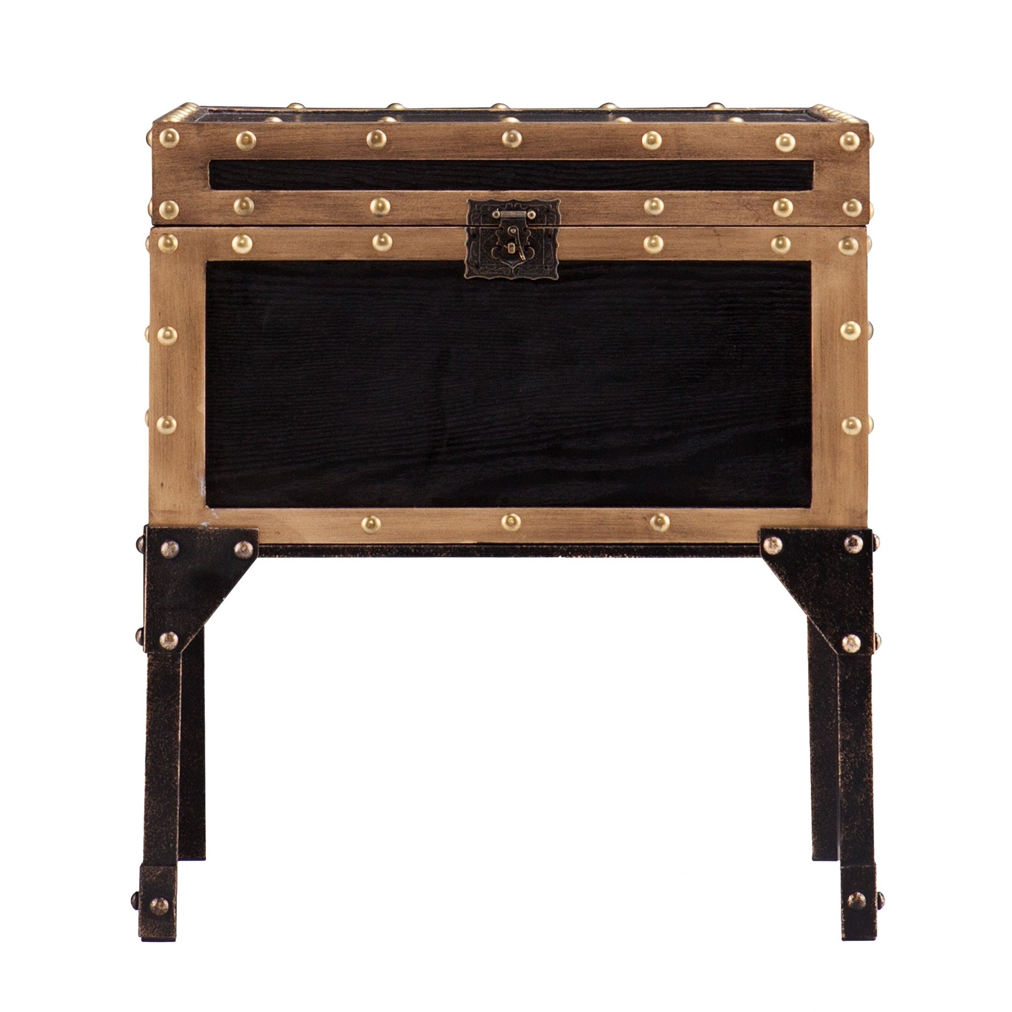 23" Black Manufactured Wood And Iron Square End Table-End-Side Tables-DECOROLALA