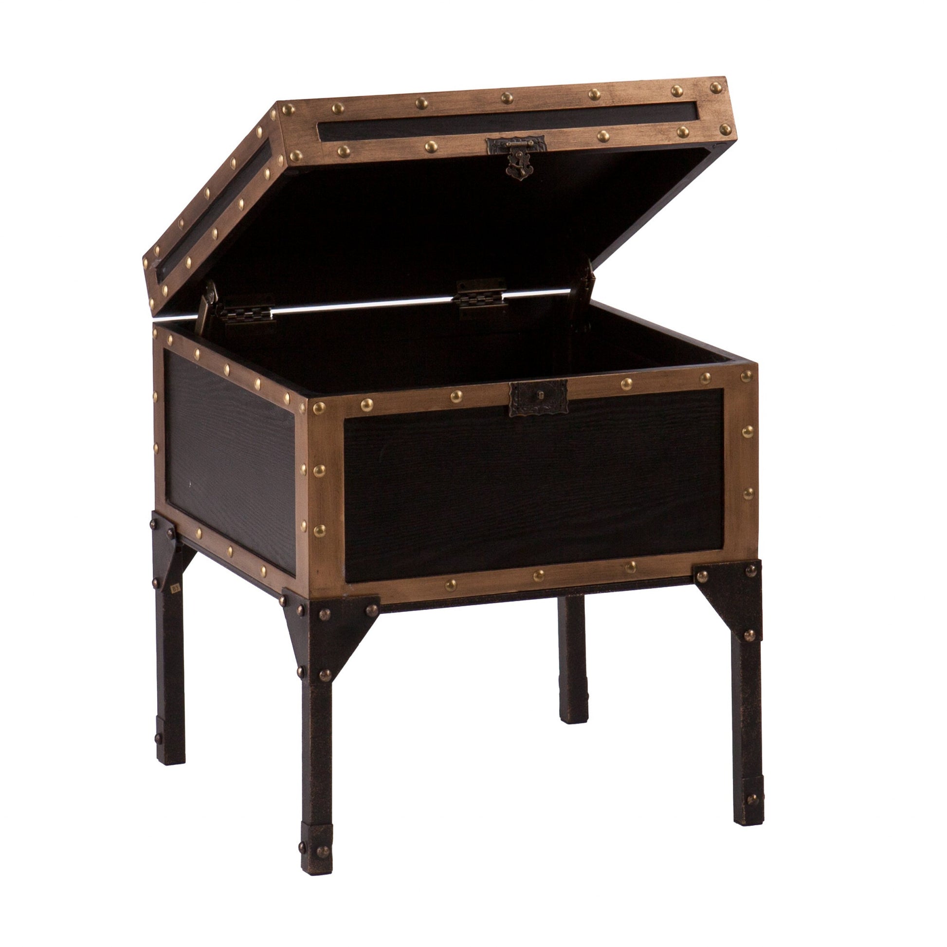 23" Black Manufactured Wood And Iron Square End Table-End-Side Tables-DECOROLALA
