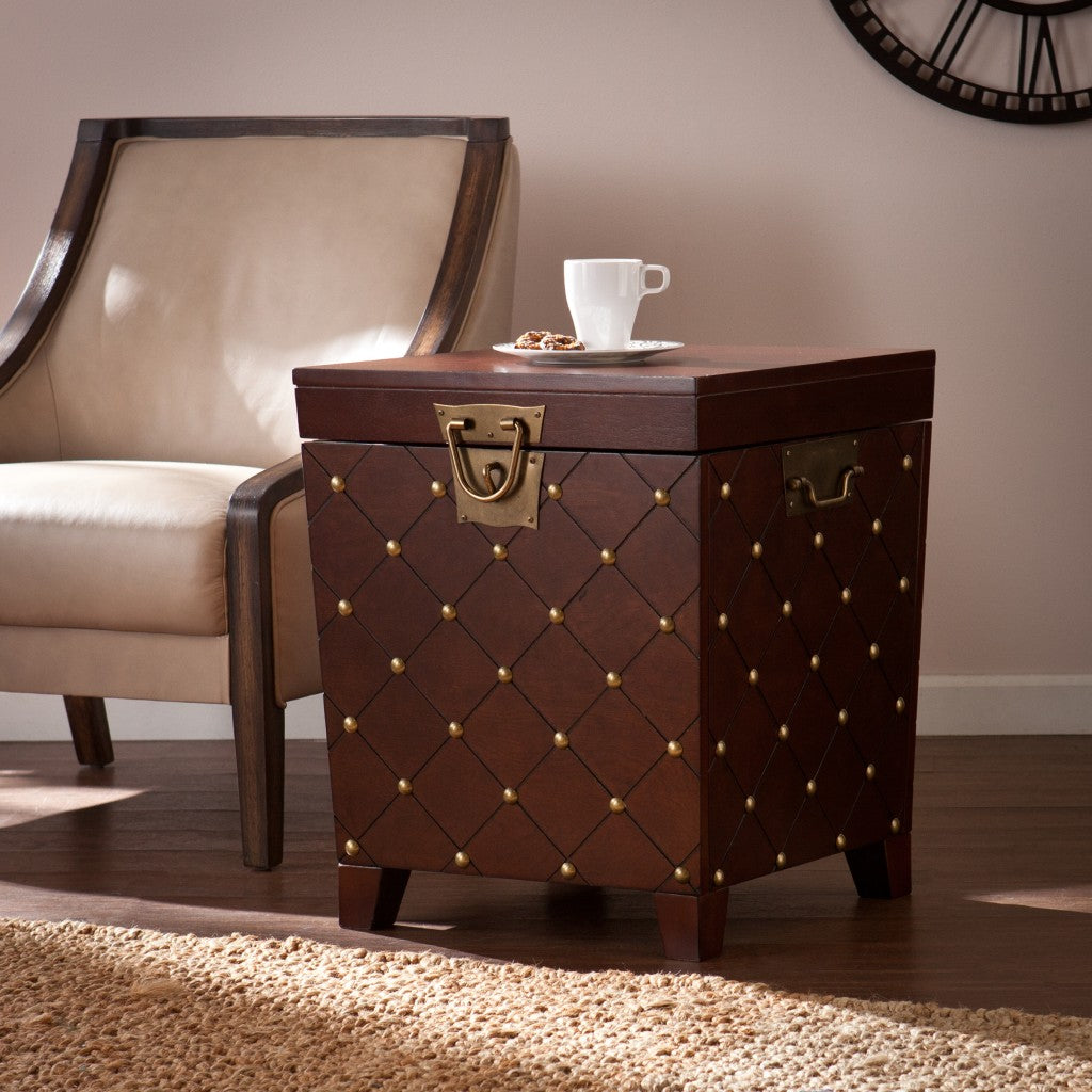 24" Brown Manufactured Wood Square End Table-End-Side Tables-DECOROLALA