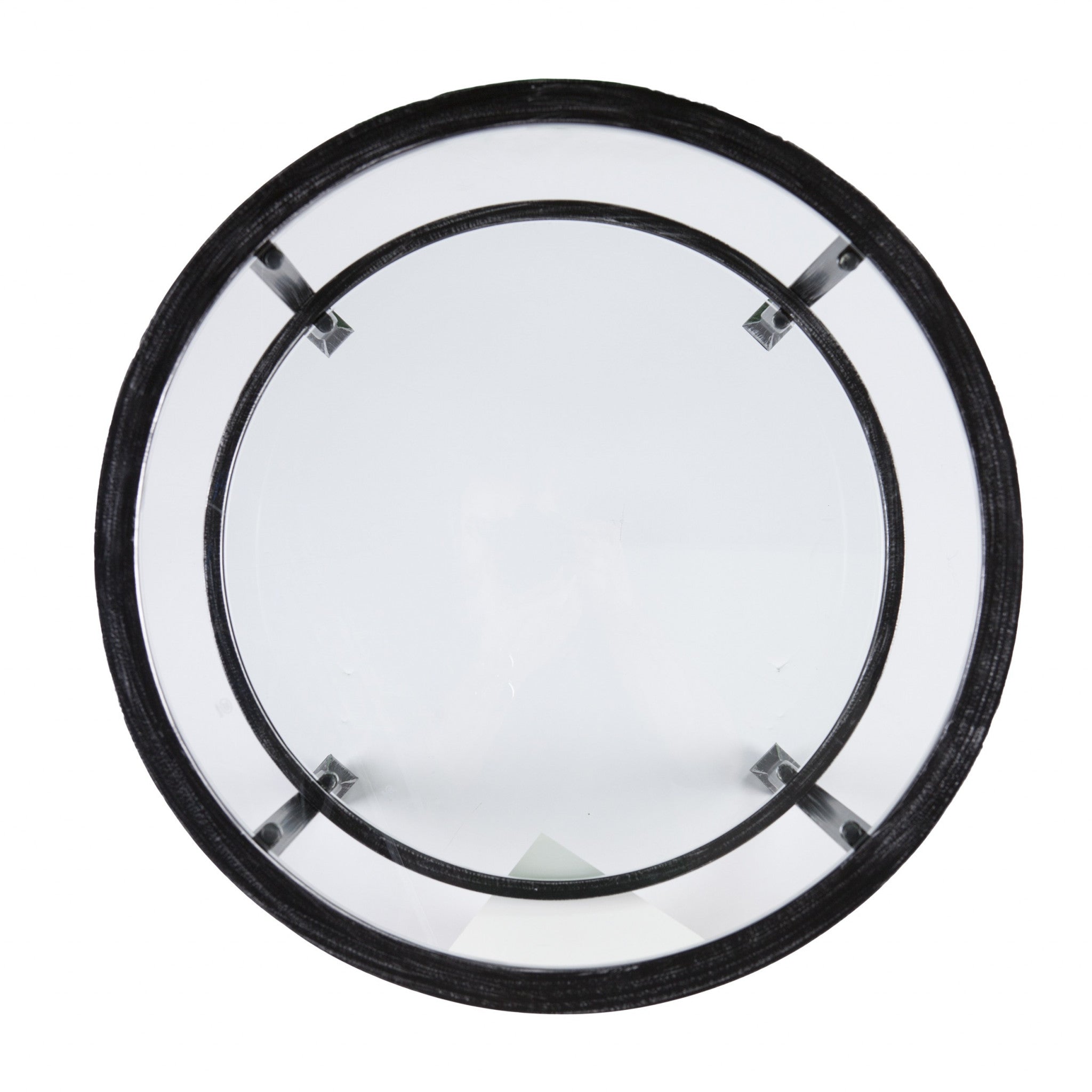 24" Black Glass And Iron Round End Table-End-Side Tables-DECOROLALA