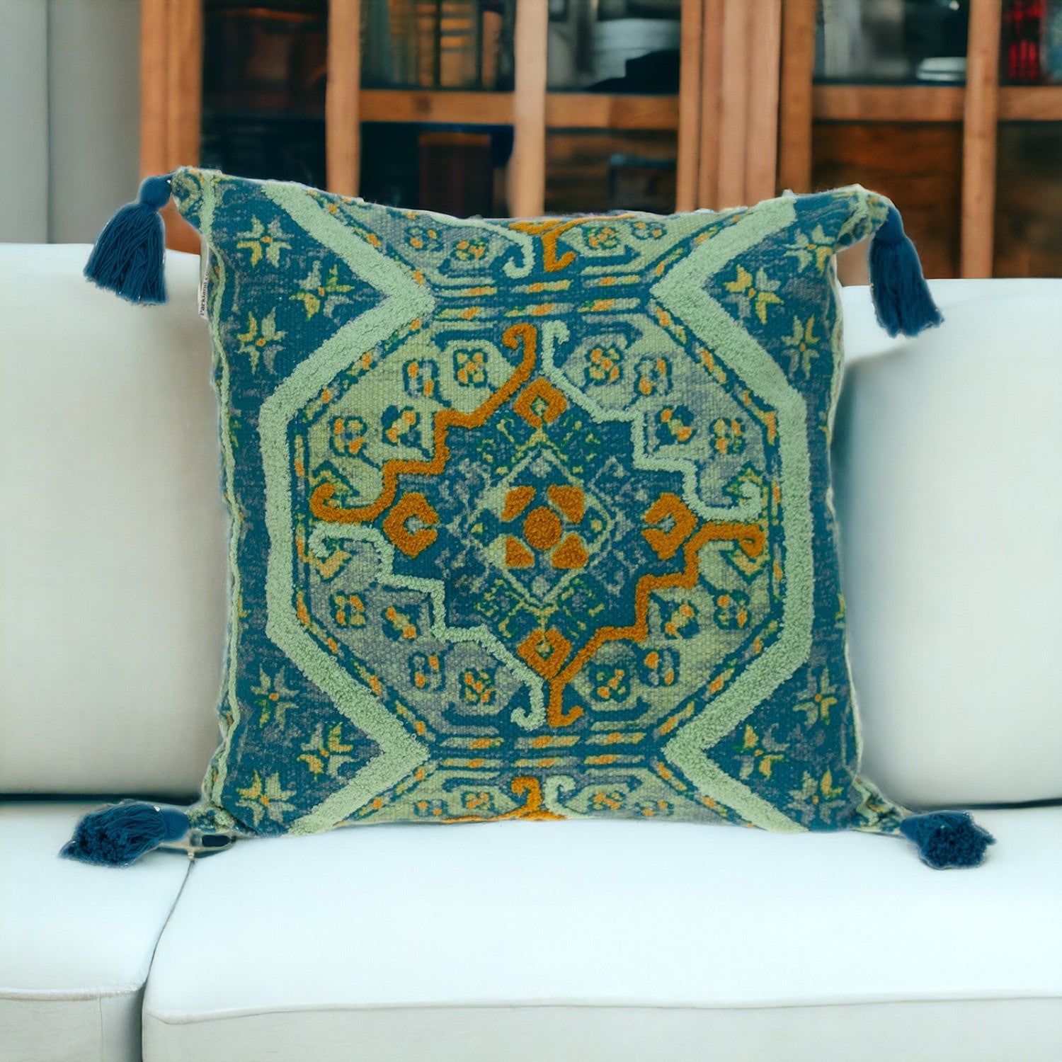 20" MULTICOLOR Cotton Blend Throw Pillow-Accent Throw Pillows-DECOROLALA
