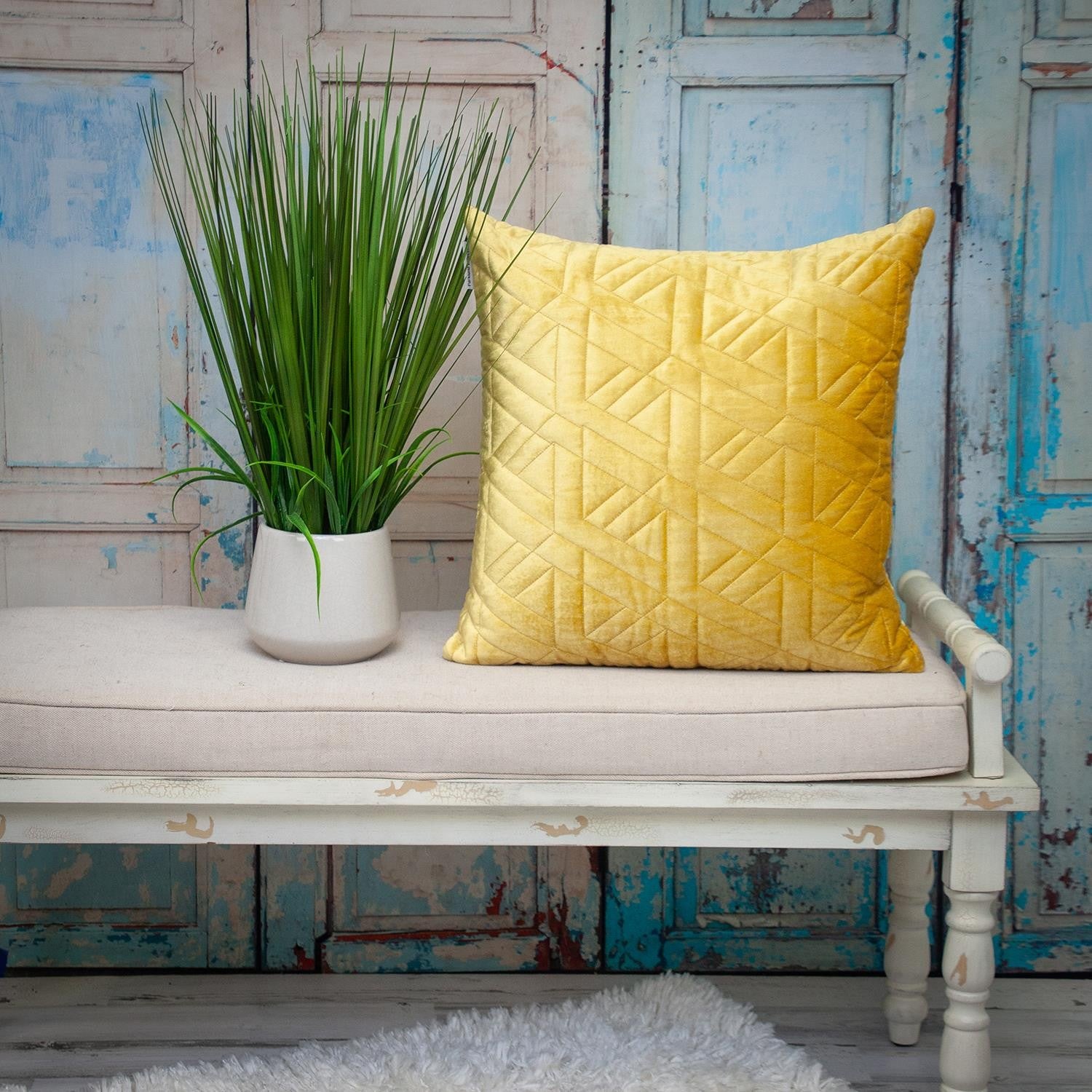 20" Yellow Cotton Blend Throw Pillow-Accent Throw Pillows-DECOROLALA