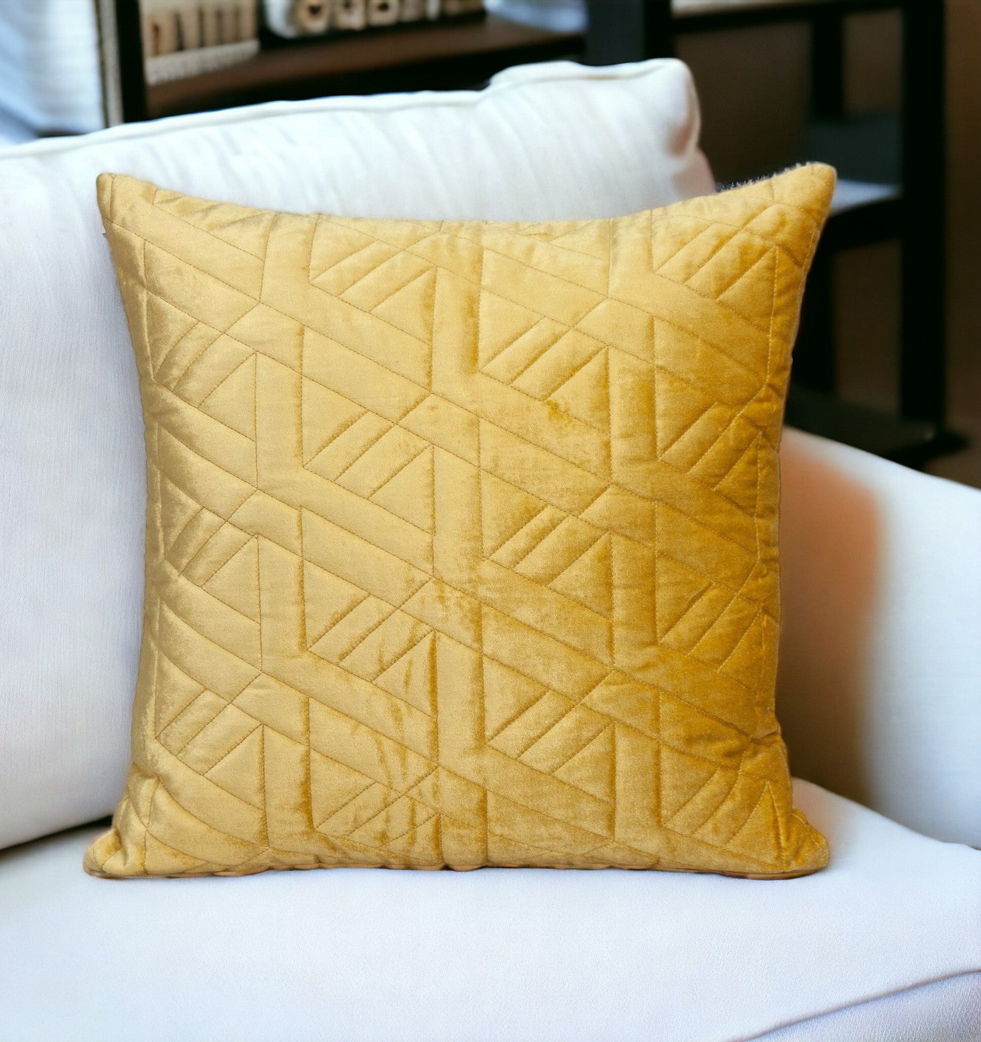 20" Yellow Cotton Blend Throw Pillow-Accent Throw Pillows-DECOROLALA