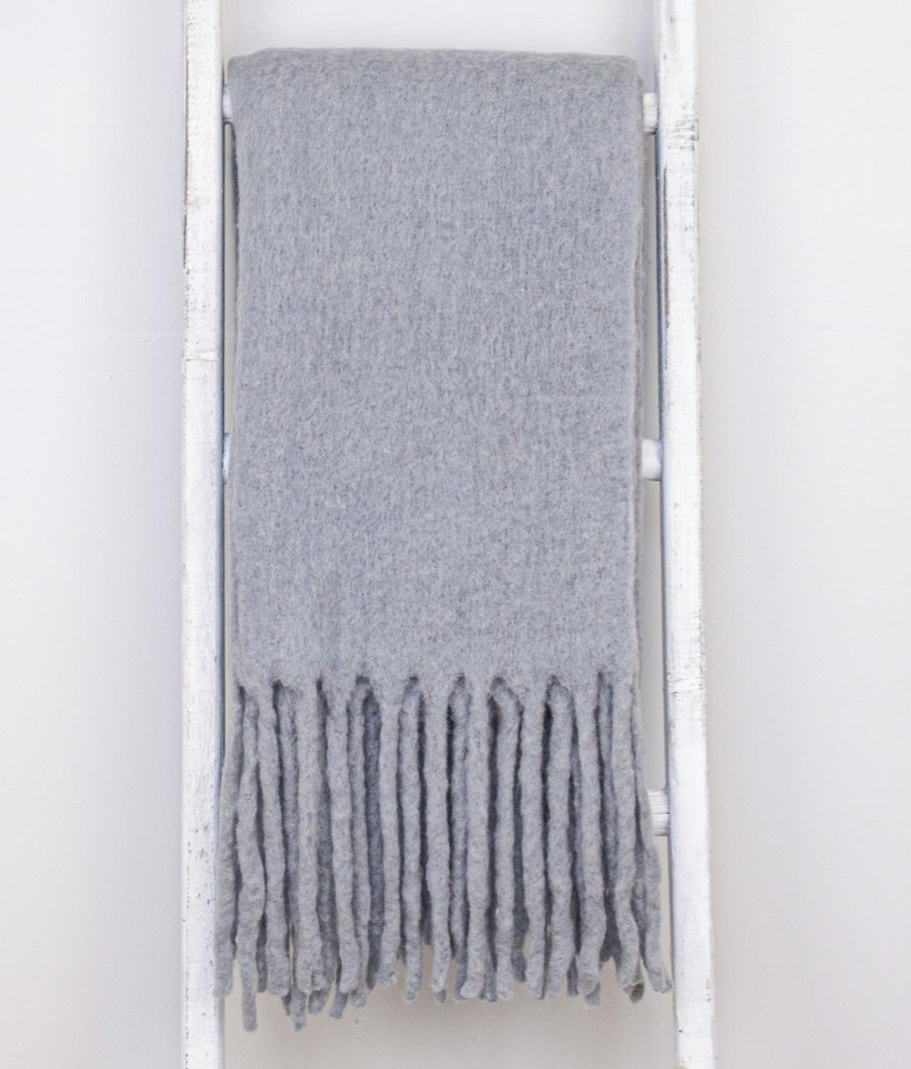 Gray Knitted Acrylic Solid Color Reversable Throw-Throws & Blankets-DECOROLALA