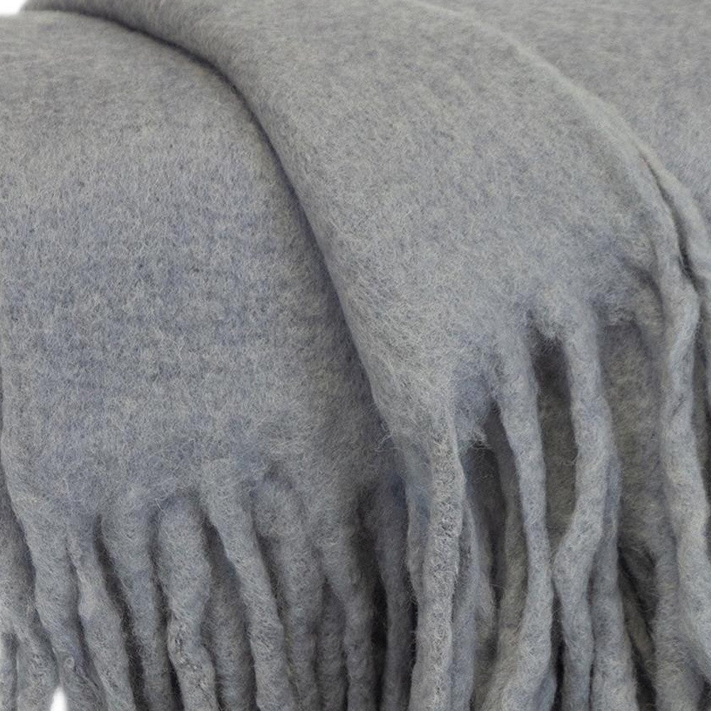 Gray Knitted Acrylic Solid Color Reversable Throw-Throws & Blankets-DECOROLALA