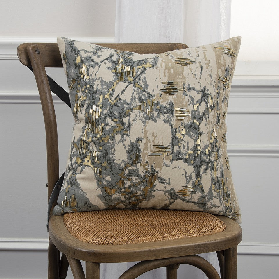 Natural Taupe Marbled Pattern Throw Pillow-5