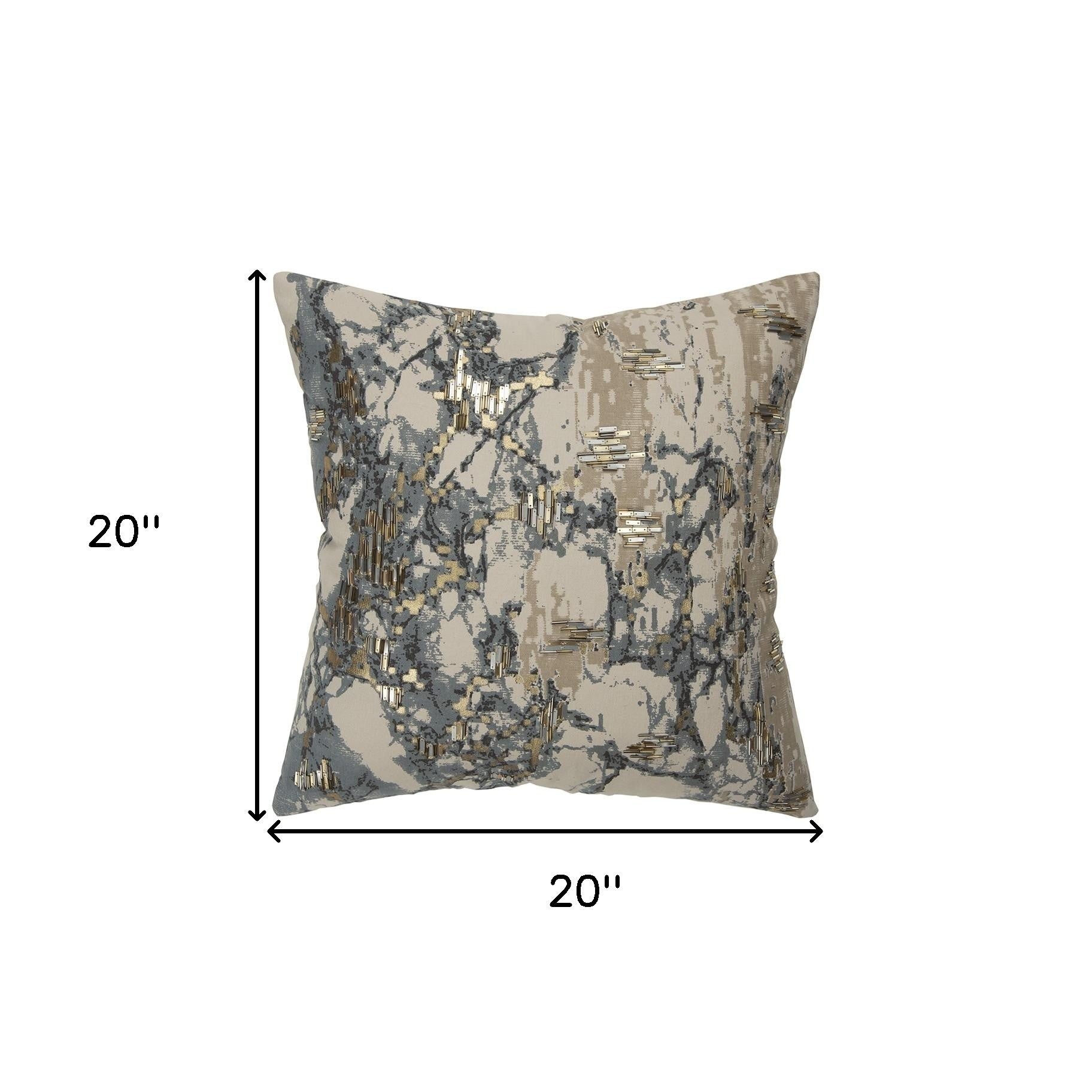 Natural Taupe Marbled Pattern Throw Pillow-6
