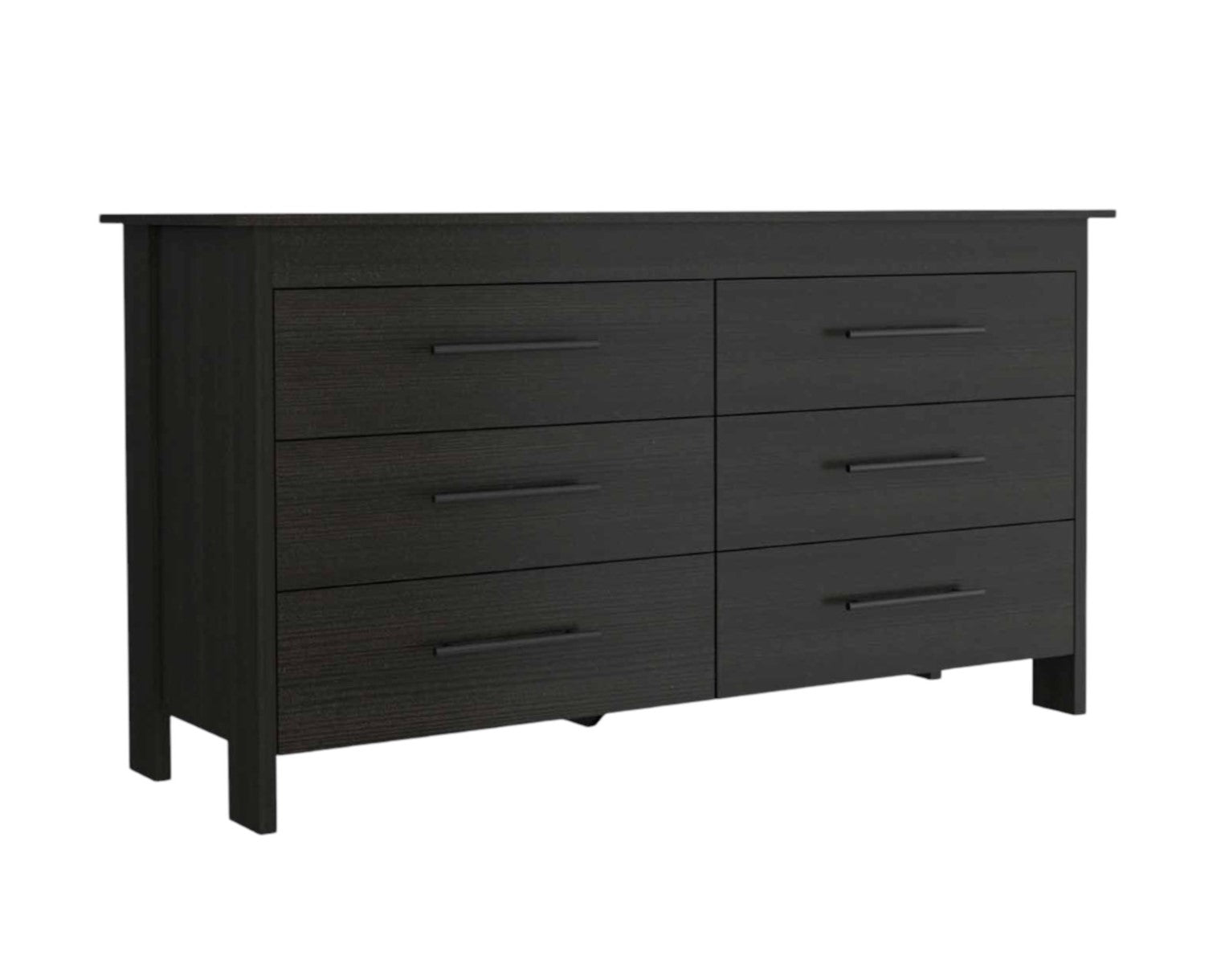 59" Black Six Drawer Double Dresser-Dressers-DECOROLALA