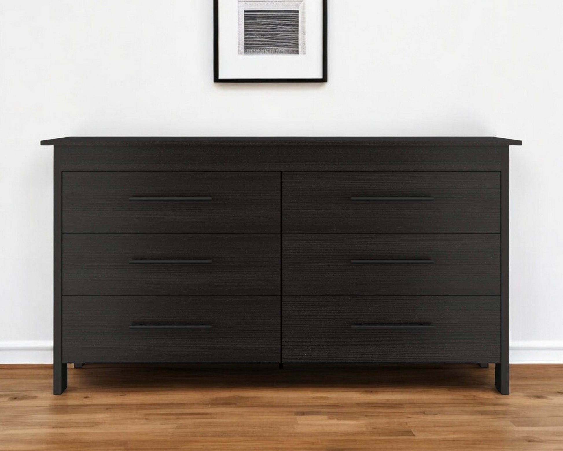 59" Black Six Drawer Double Dresser-Dressers-DECOROLALA
