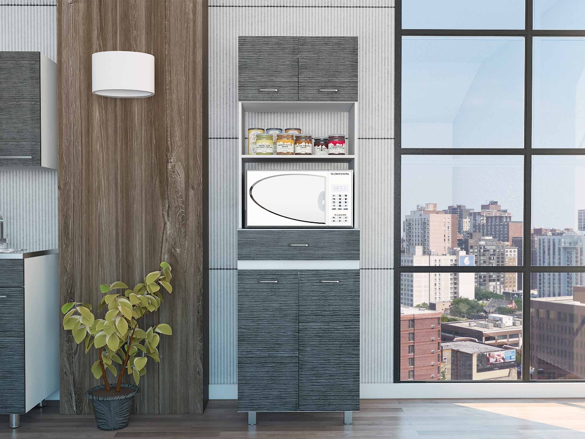 79" Gray Pantry Cabinet with Three Storage Shelves-6