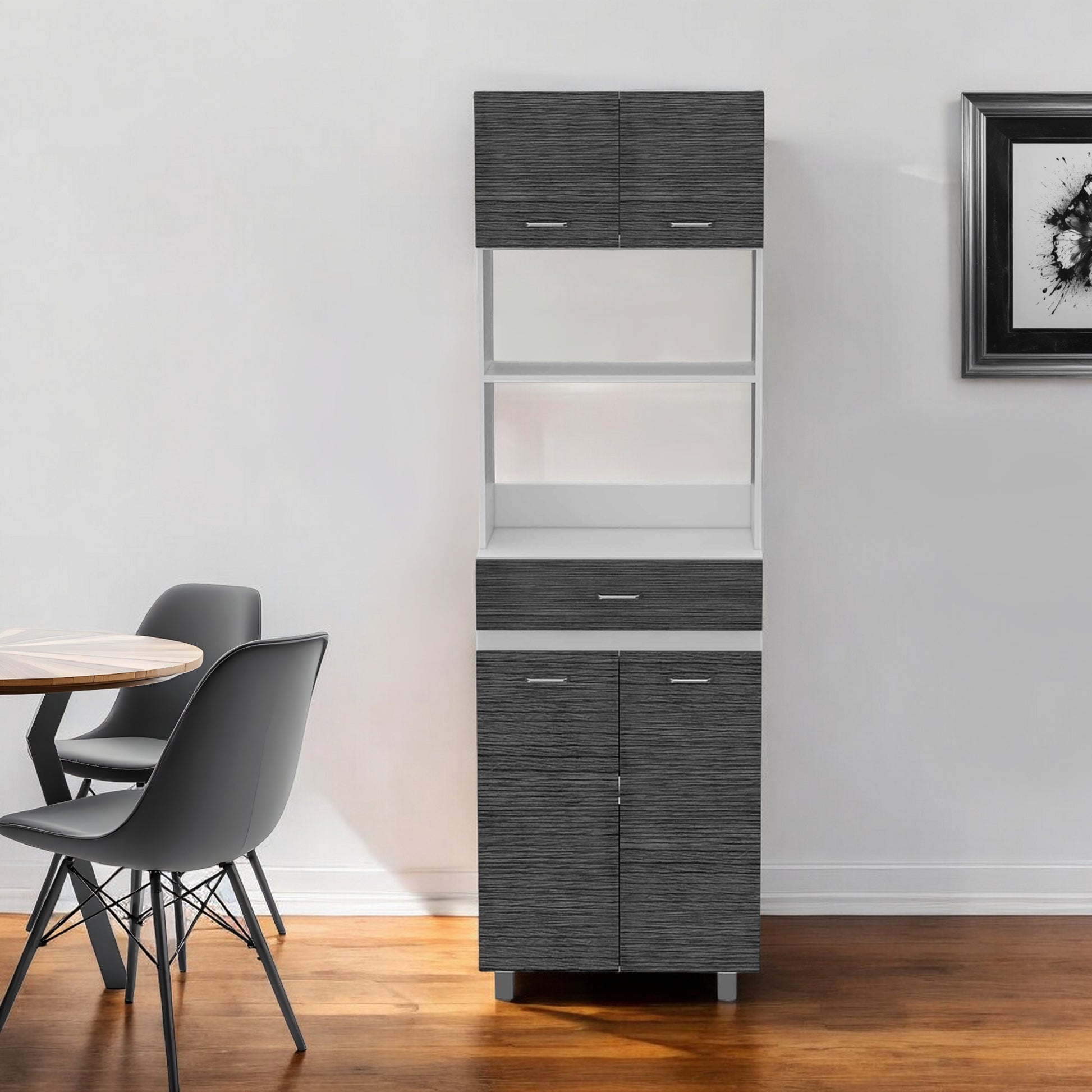79" Gray Pantry Cabinet with Three Storage Shelves-0