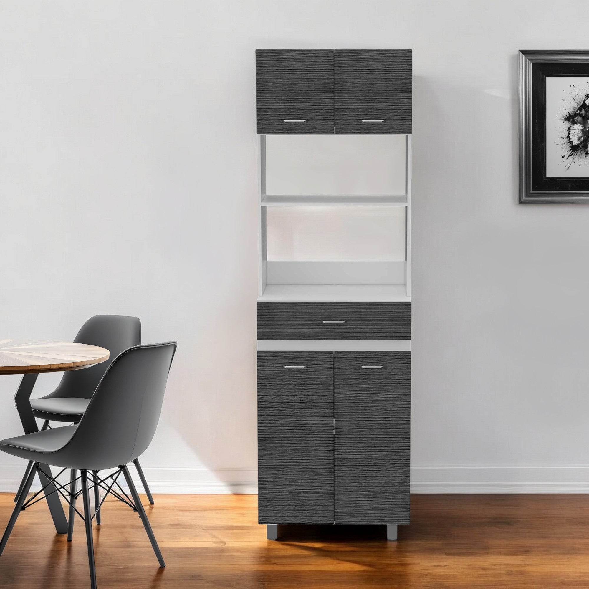79" Gray Pantry Cabinet with Three Storage Shelves-0