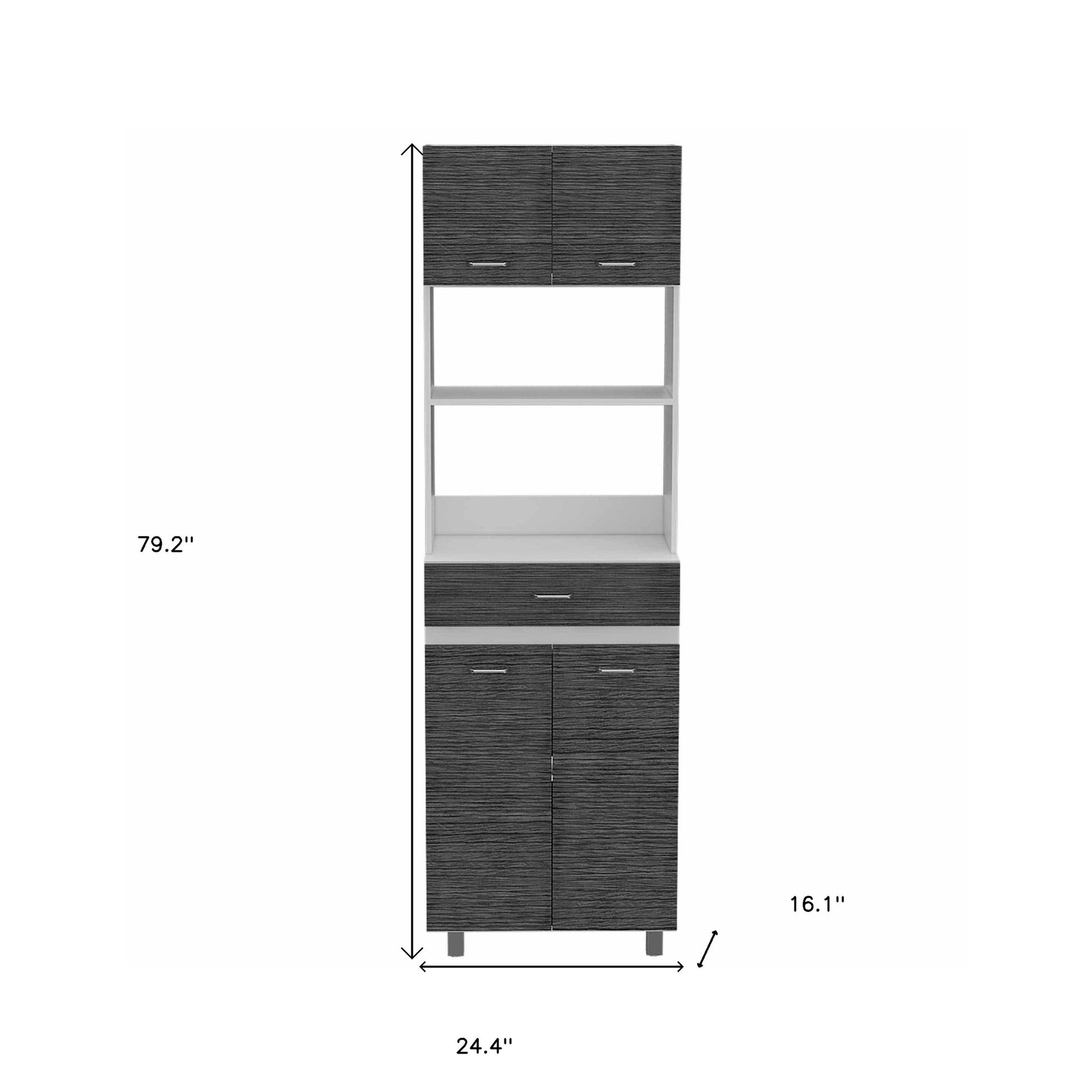 79" Gray Pantry Cabinet with Three Storage Shelves-8