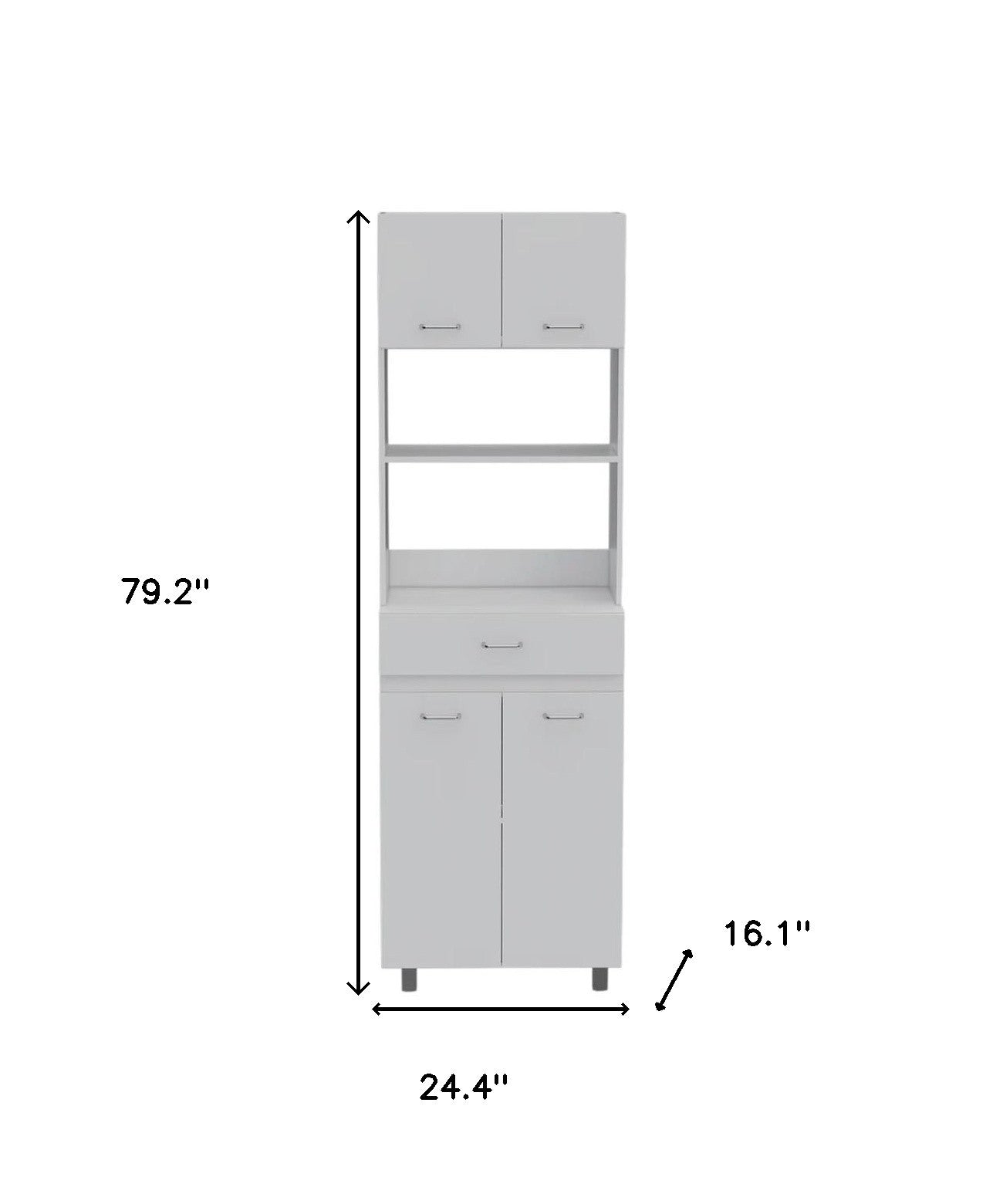 79" White Pantry Cabinet with Three Shelves-8