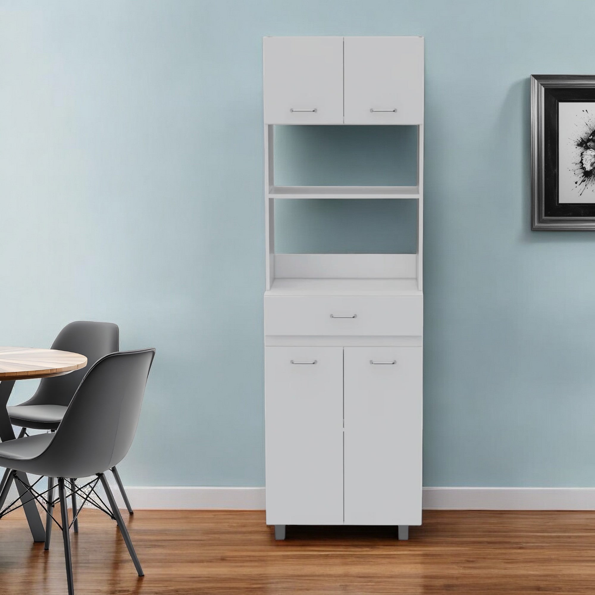 79" White Pantry Cabinet with Three Shelves-0