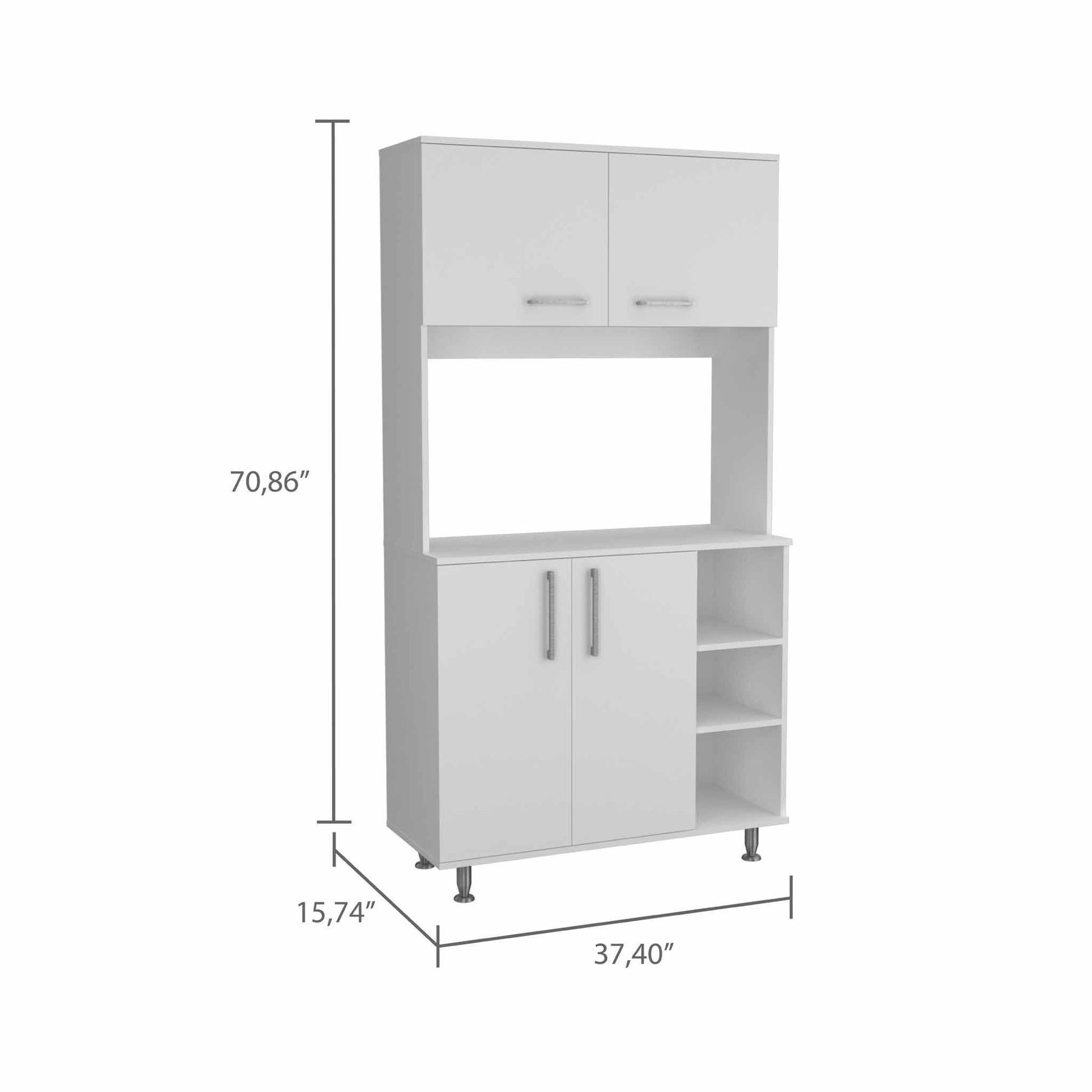 71" Modern White Pantry Cabinet with Five Shelves-8