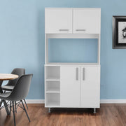 71" Modern White Pantry Cabinet with Five Shelves-0