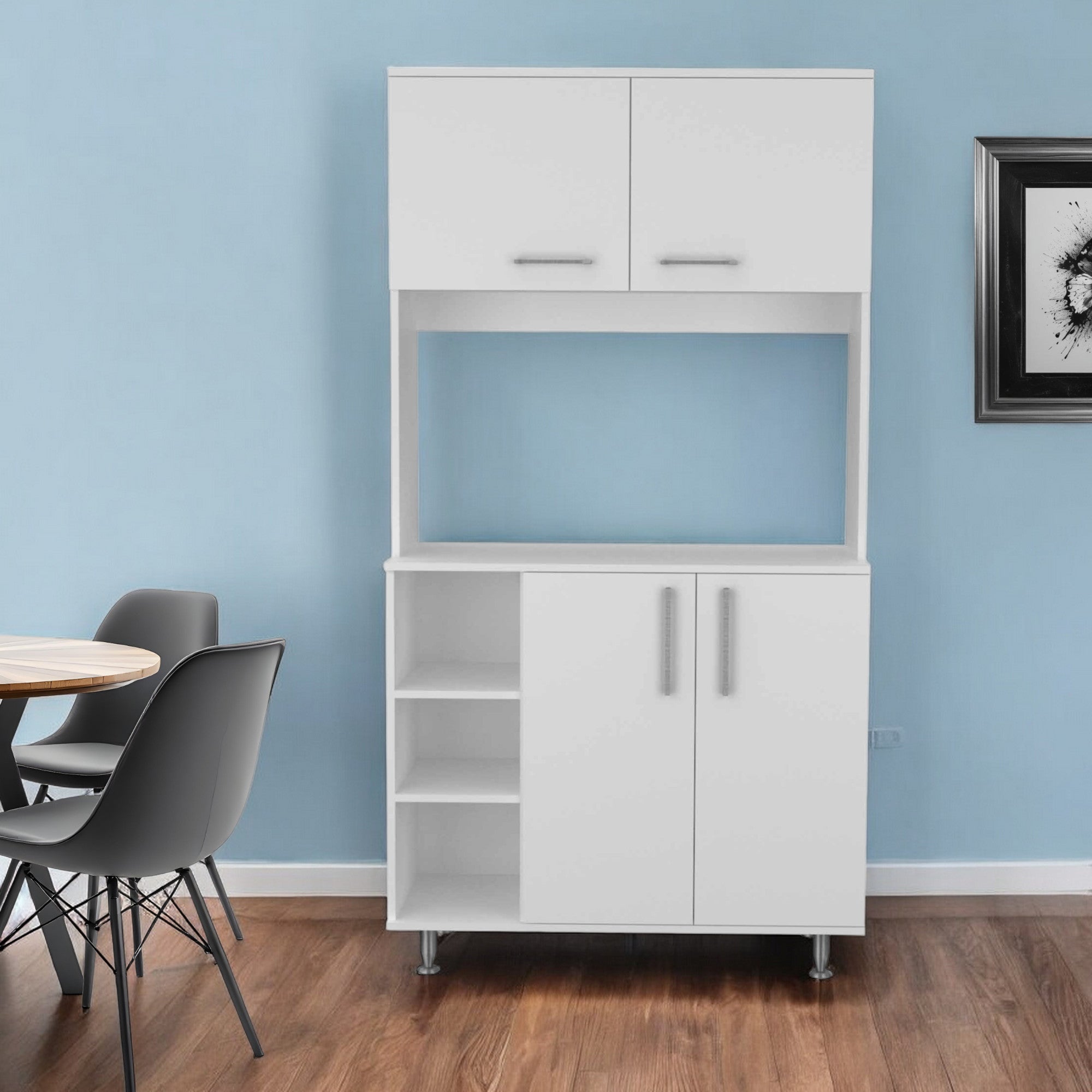 71" Modern White Pantry Cabinet with Five Shelves-0