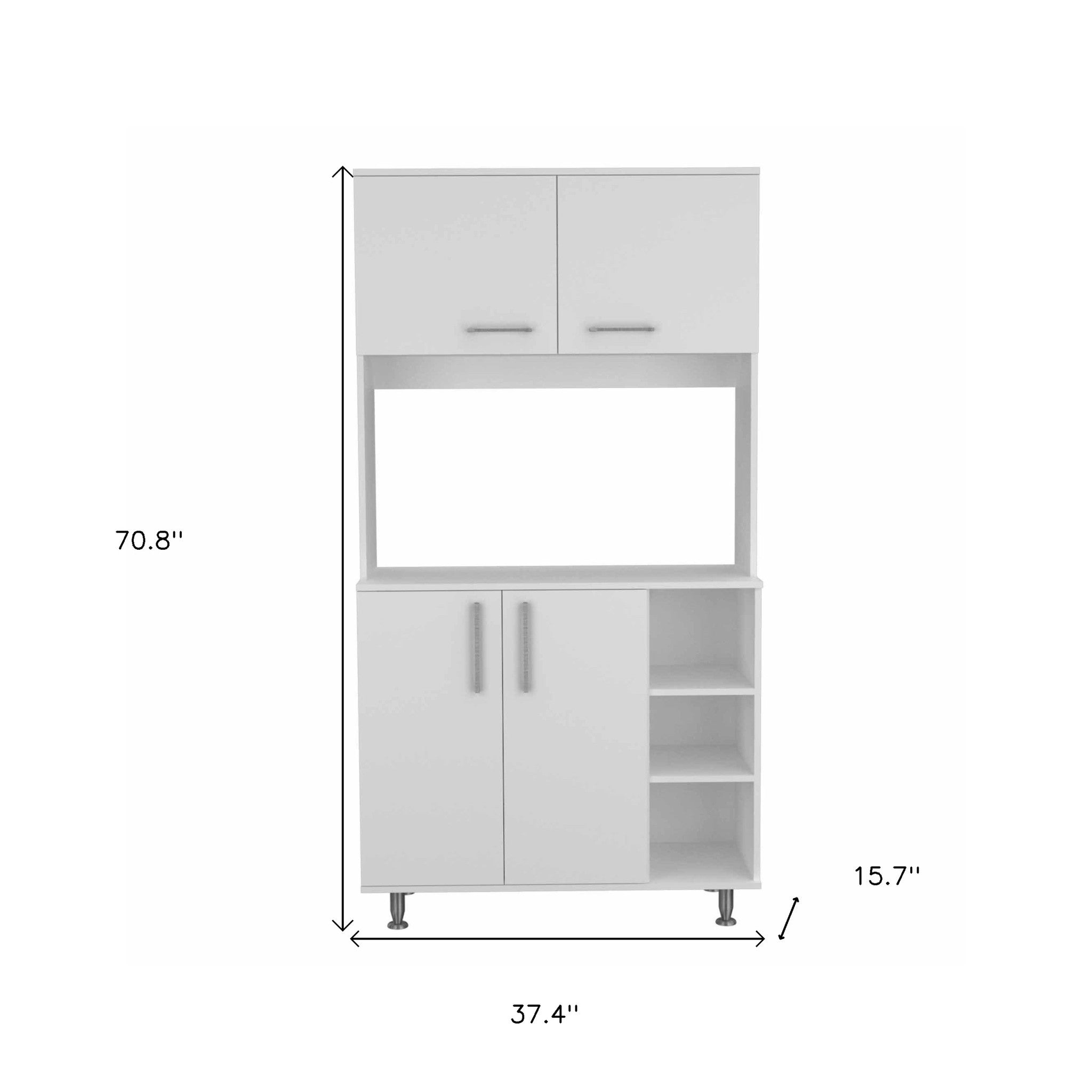 71" Modern White Pantry Cabinet with Five Shelves-7