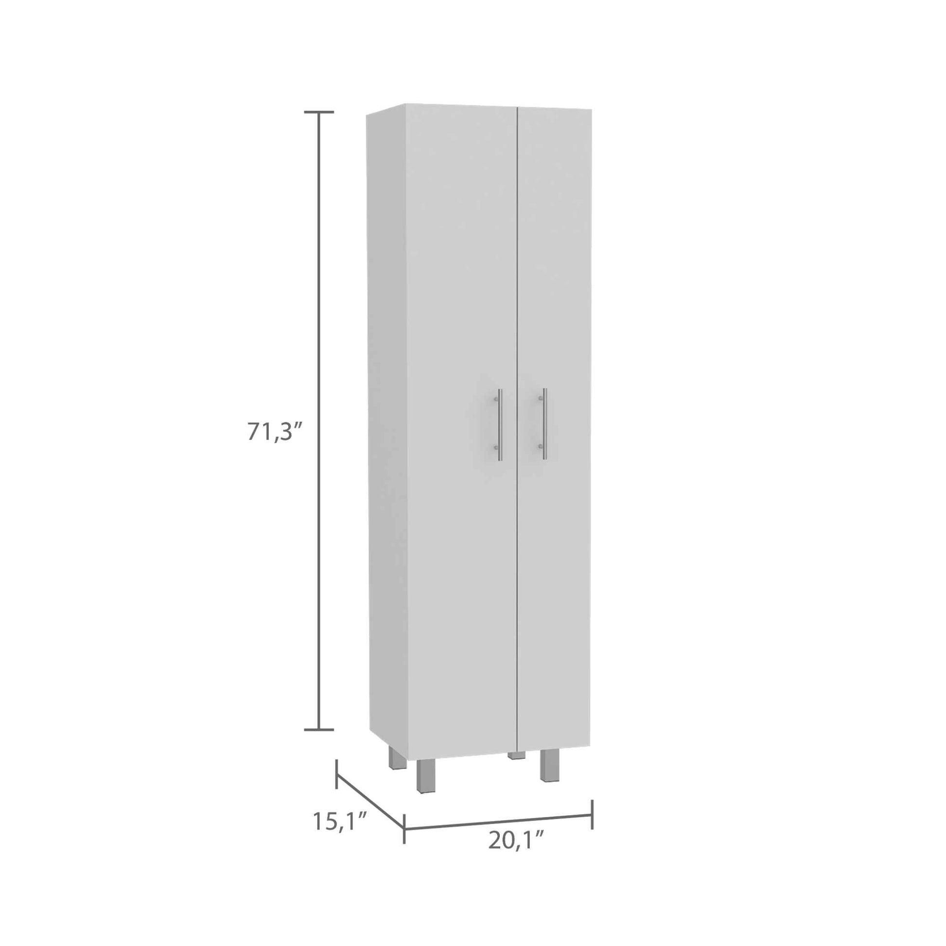 71" White Versatile Tall Pantry Cabinet with Five Shelves-7
