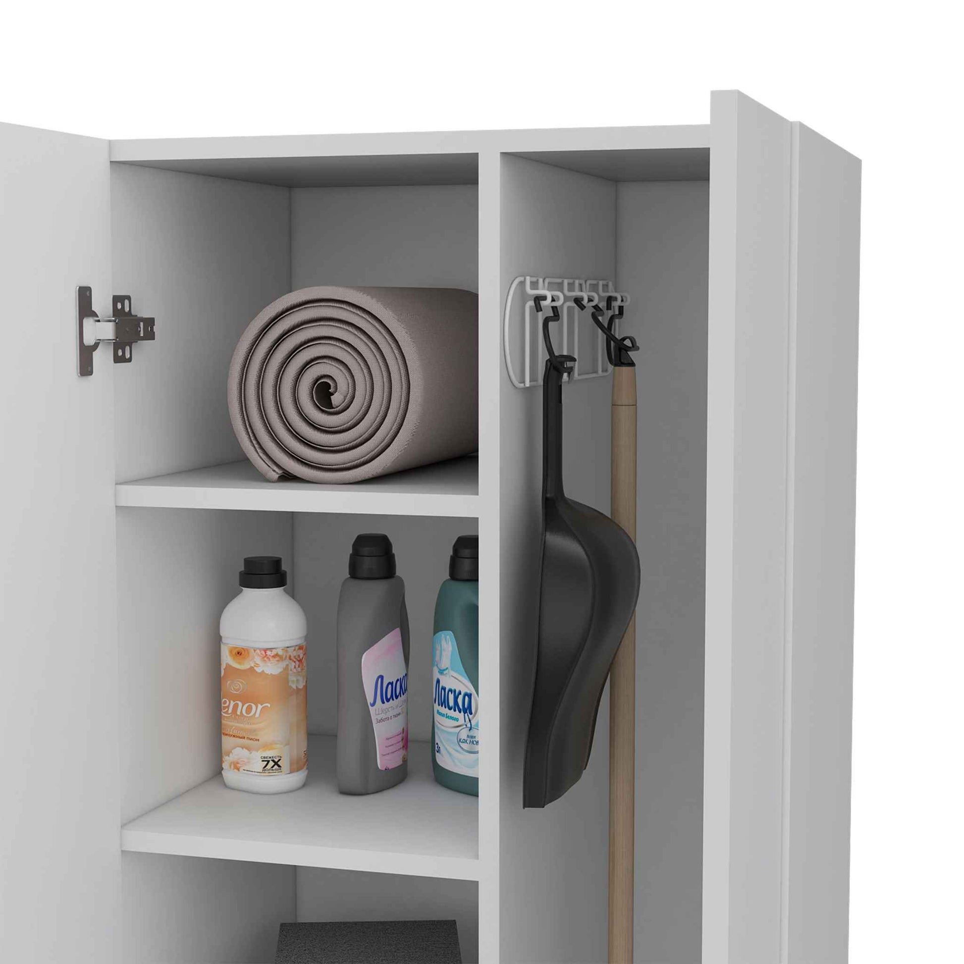 71" White Versatile Tall Pantry Cabinet with Five Shelves-5