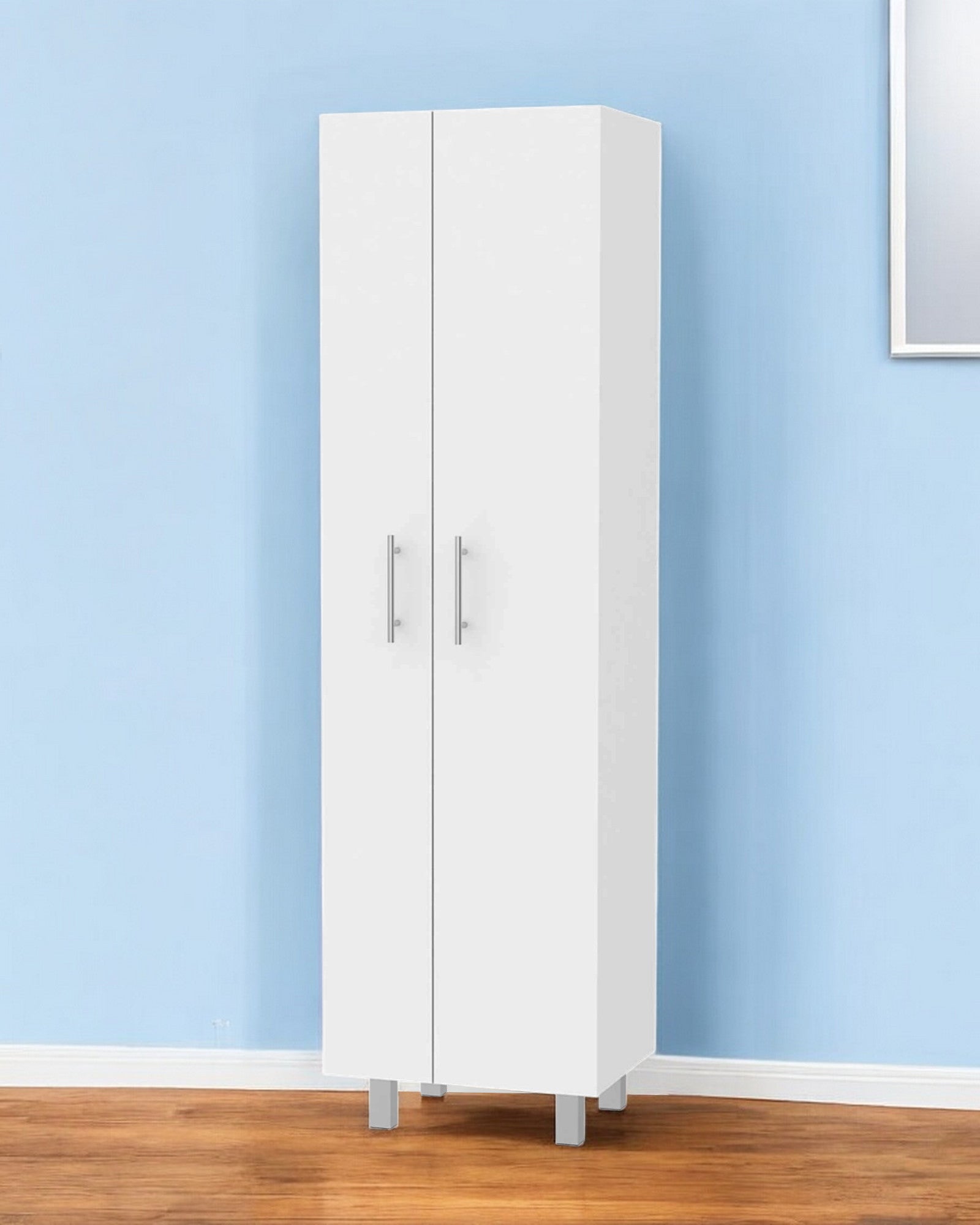 71" White Versatile Tall Pantry Cabinet with Five Shelves-0