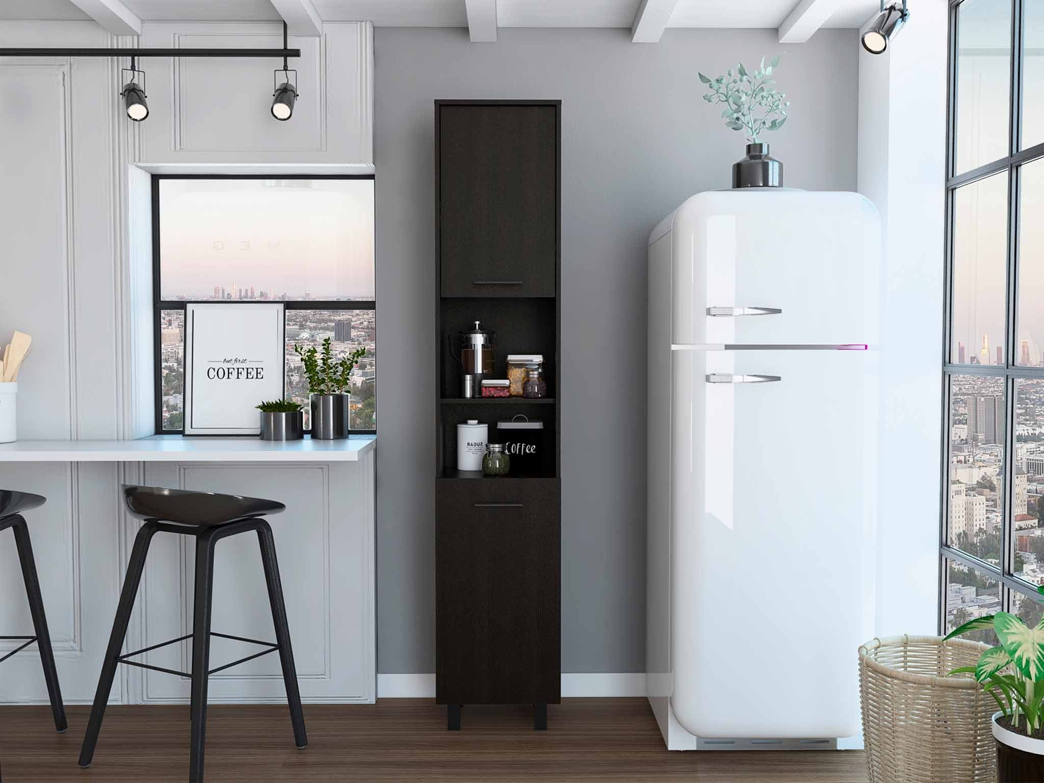79" Modern Black Pantry Cabinet with Five Shelves-5